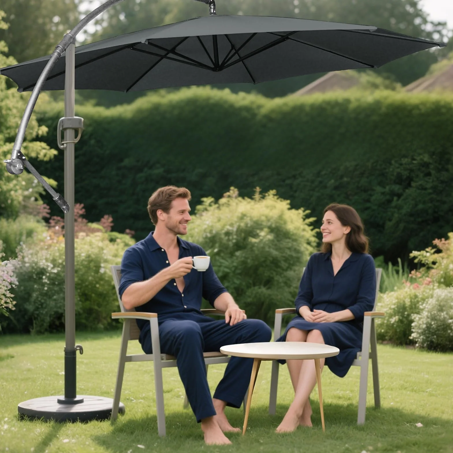 Housse de rechange parasol terrasse 2,5 m 6 baleines gris