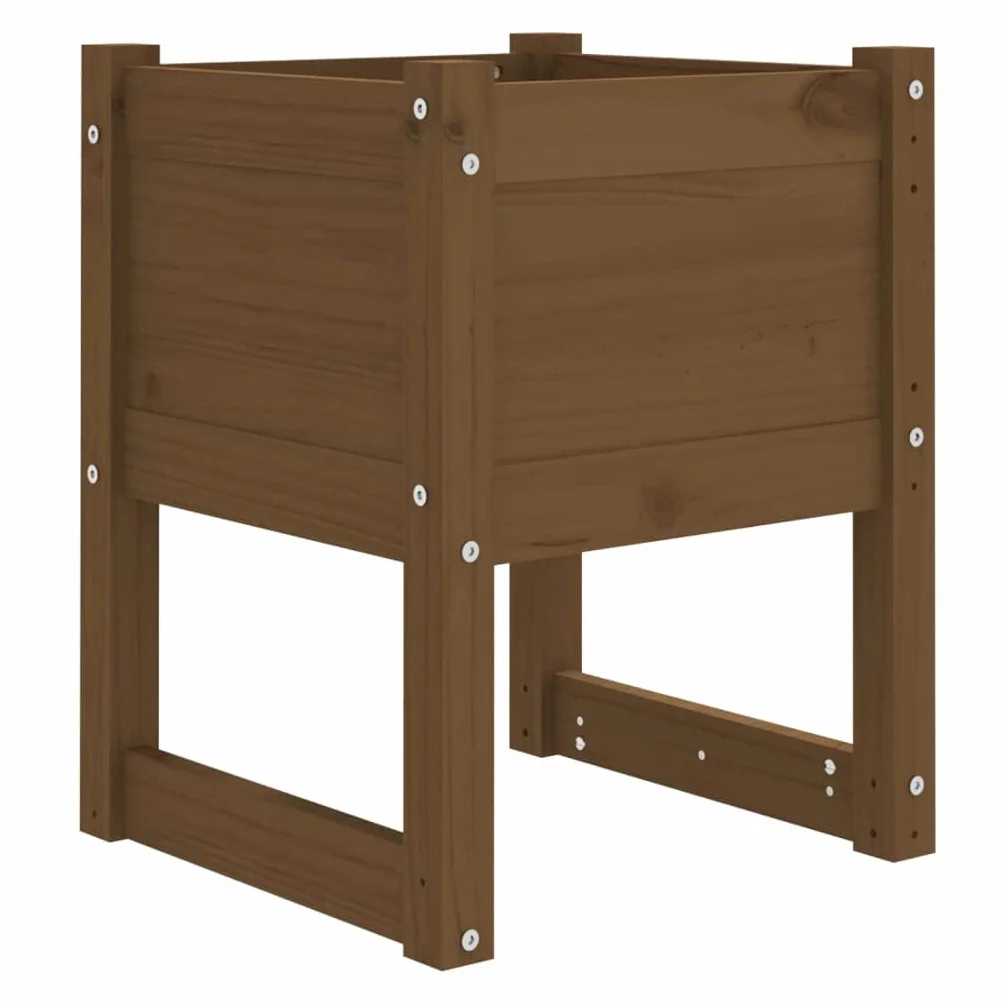 vidaXL Jardinières Pots de Fleurs Bois Massif Pin 40x40x52,5 cm Marron Miel