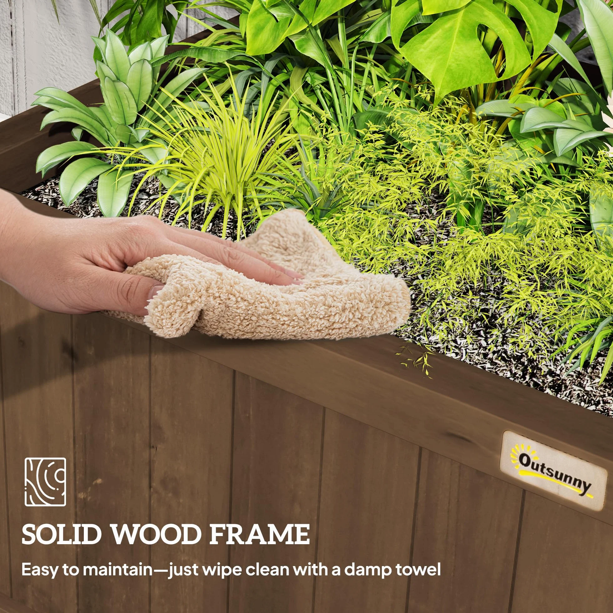 Outsunny Jardinière en Bois Treillis Plantes Grimpantes Plate-Bande Surélevée Trous Drainage