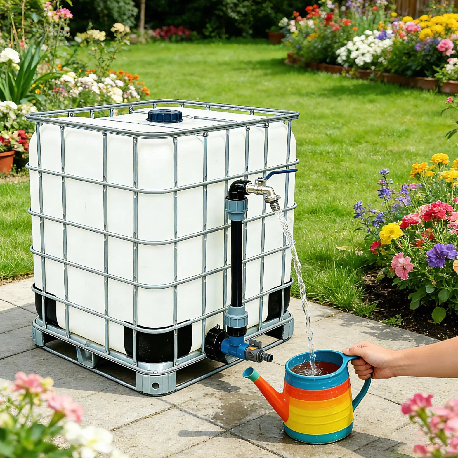 Robinet Cuve 1000l Col De Cygne 3/4", 2 En 1 Adaptateur Cuve 1000l, Robinet Récupérateur Eau De Pluie, Vanne Pour Réservoir Eau 1000 Litres Extérieur