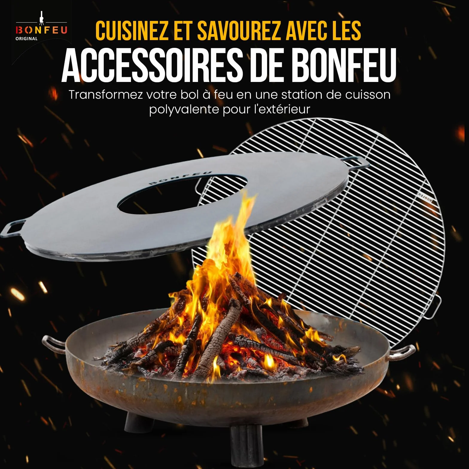 BonFeu BonBowl Plus Brasero Exterieur Barbecue Plancha Ø 80 cm Acier Corten