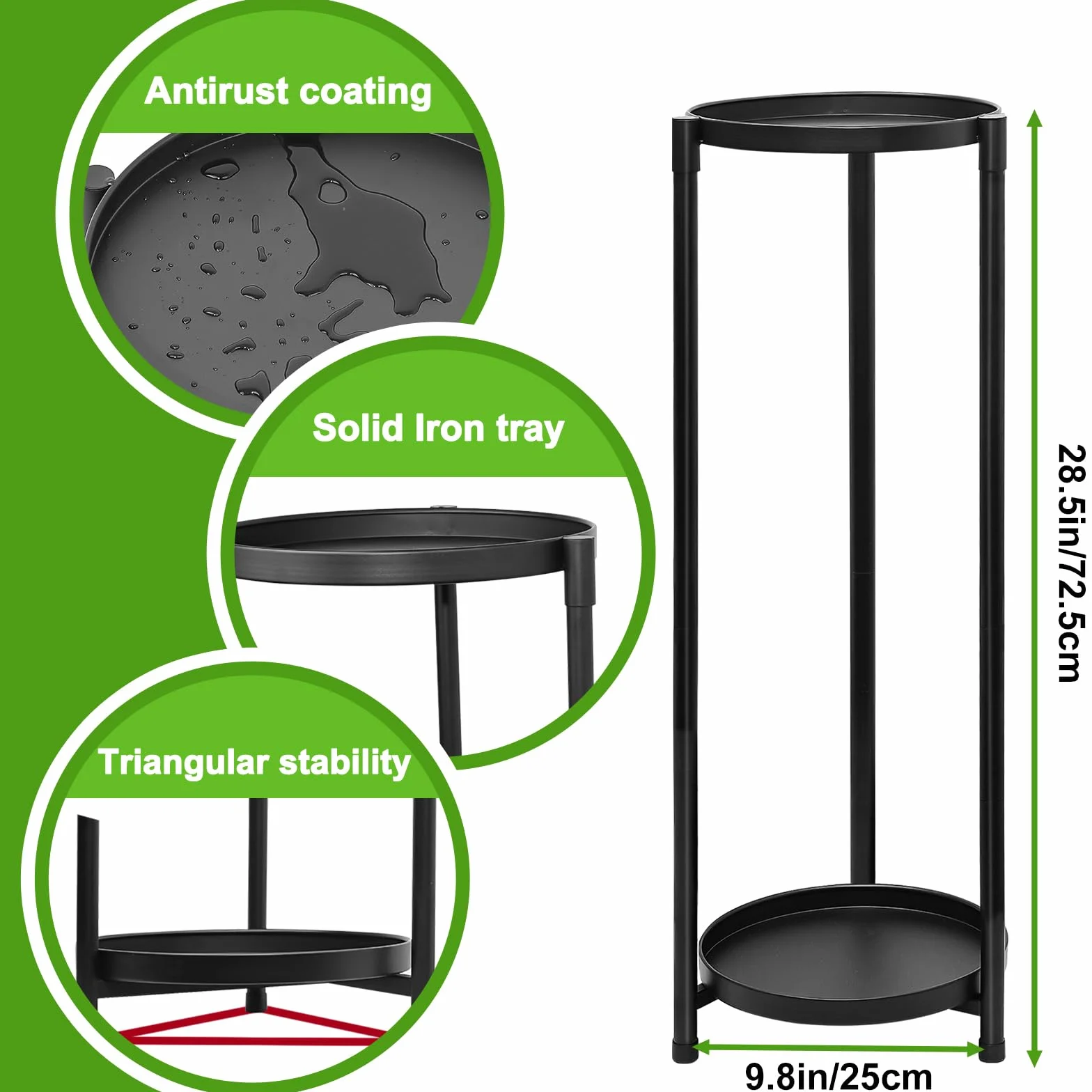 Support pour plantes en métal, Porte-pot de fleurs, Support de plantes d'intérieur et d'extérieur pour terrasse, jardin, balcon