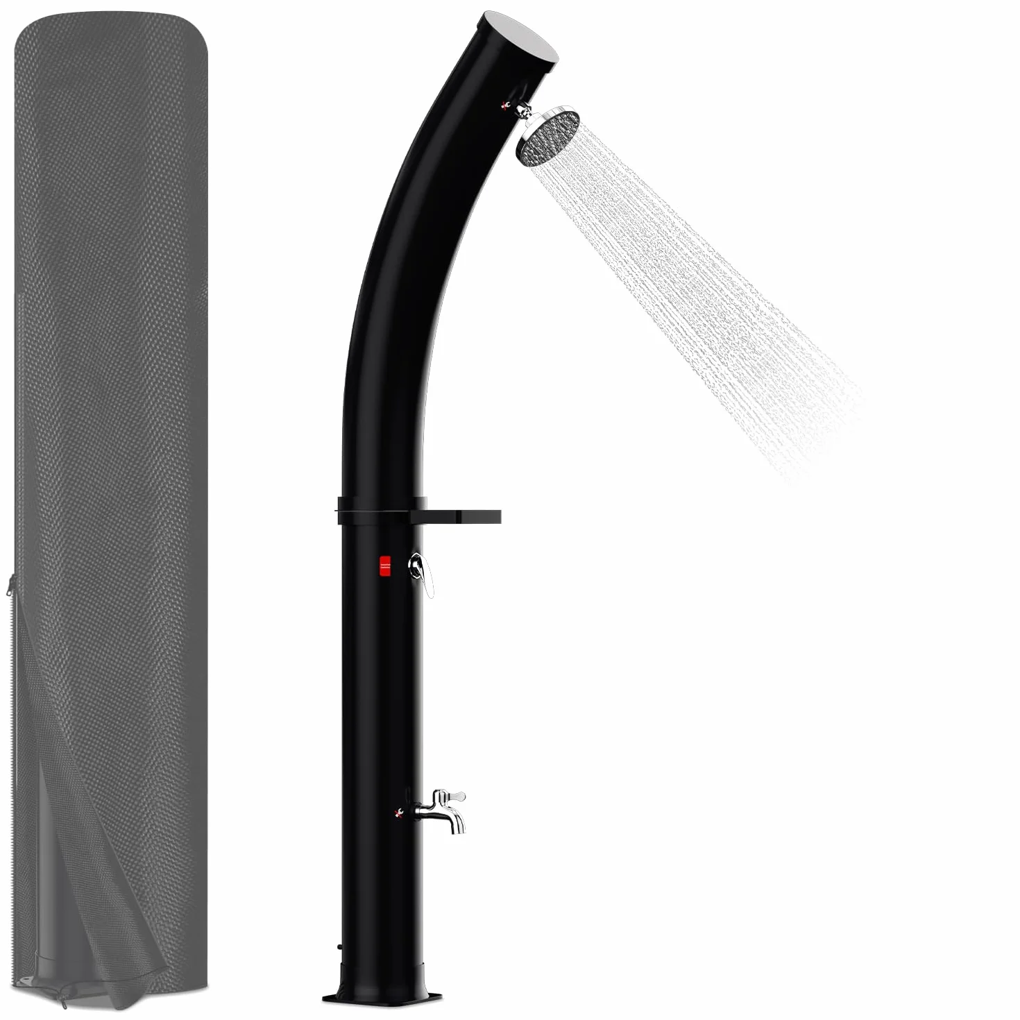 Douche Solaire Arquée 35 L avec Capot de Protection et Pommeau 360° Température Réglable 60°C
