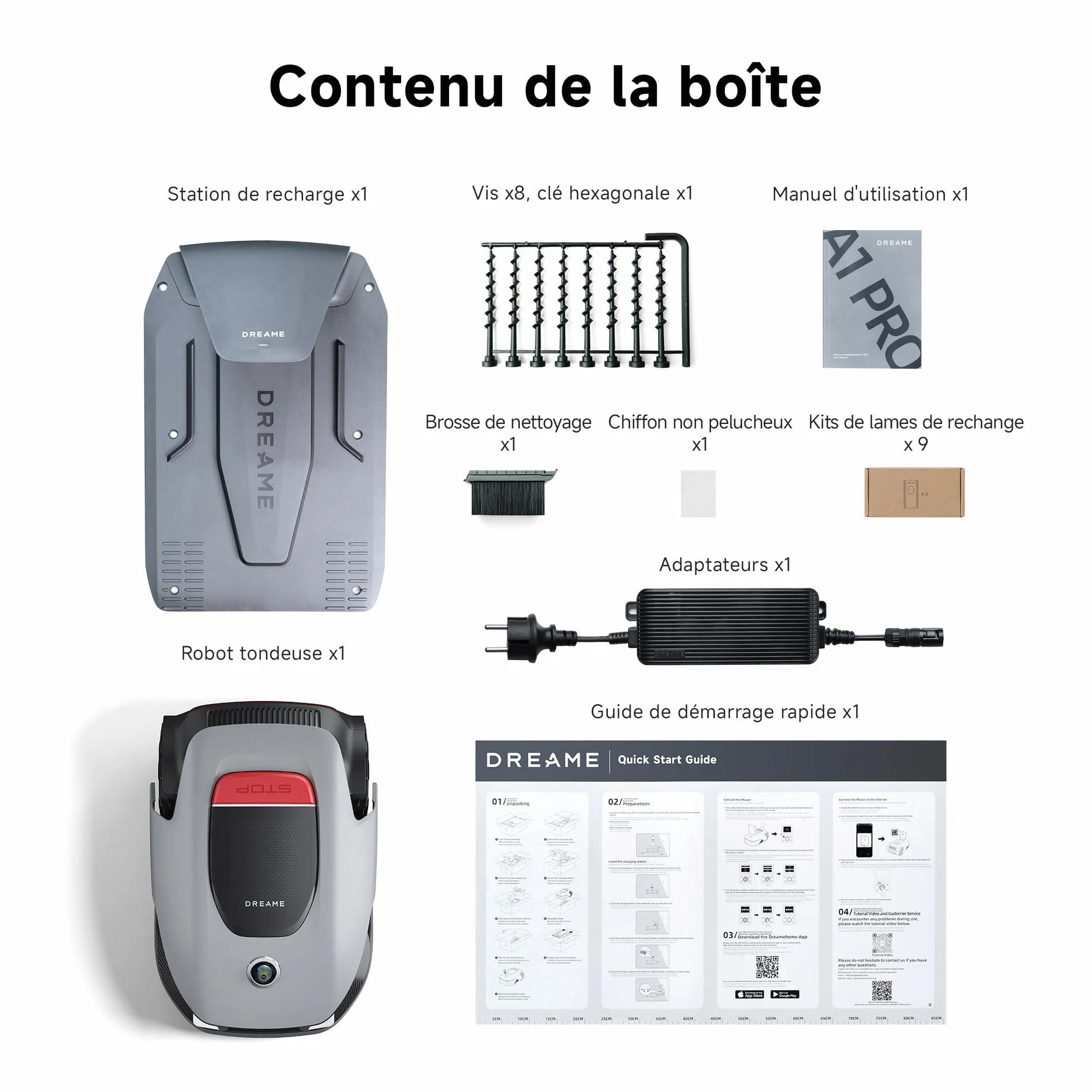 DREAME A1 Pro Robot Tondeuse sans Fil 360° 3D LiDAR 2000 m² Contrôle App