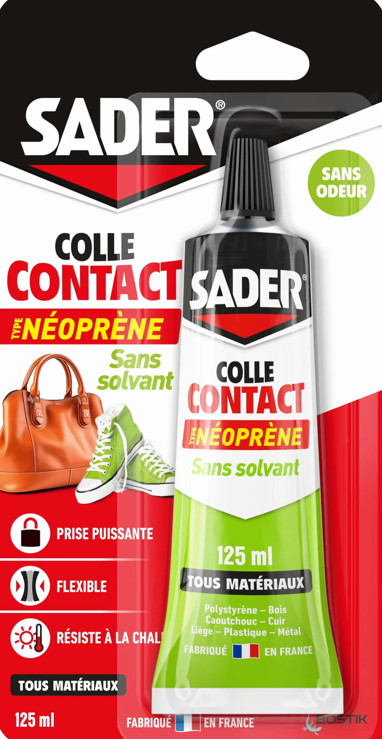 Sader Colle Contact Type Néoprène – Sans Solvant et Sans Odeur – Colle Extra Forte Tous Matériaux – Intérieur et Extérieur Sous Abri – Prise Immédiate – Translucide – Tube 125 ml