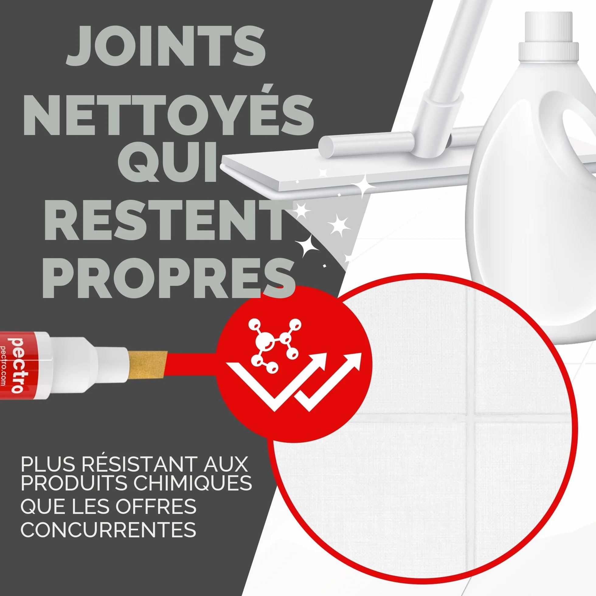 PECTRO Stylo à Joint Carralage Blanc 8ml PACK x 2 unités | Marqueur pour Joints de Carrelage de Salle de Bain et de Cuisine | Rénovateur de Coulis Blanc | Blanchisseur