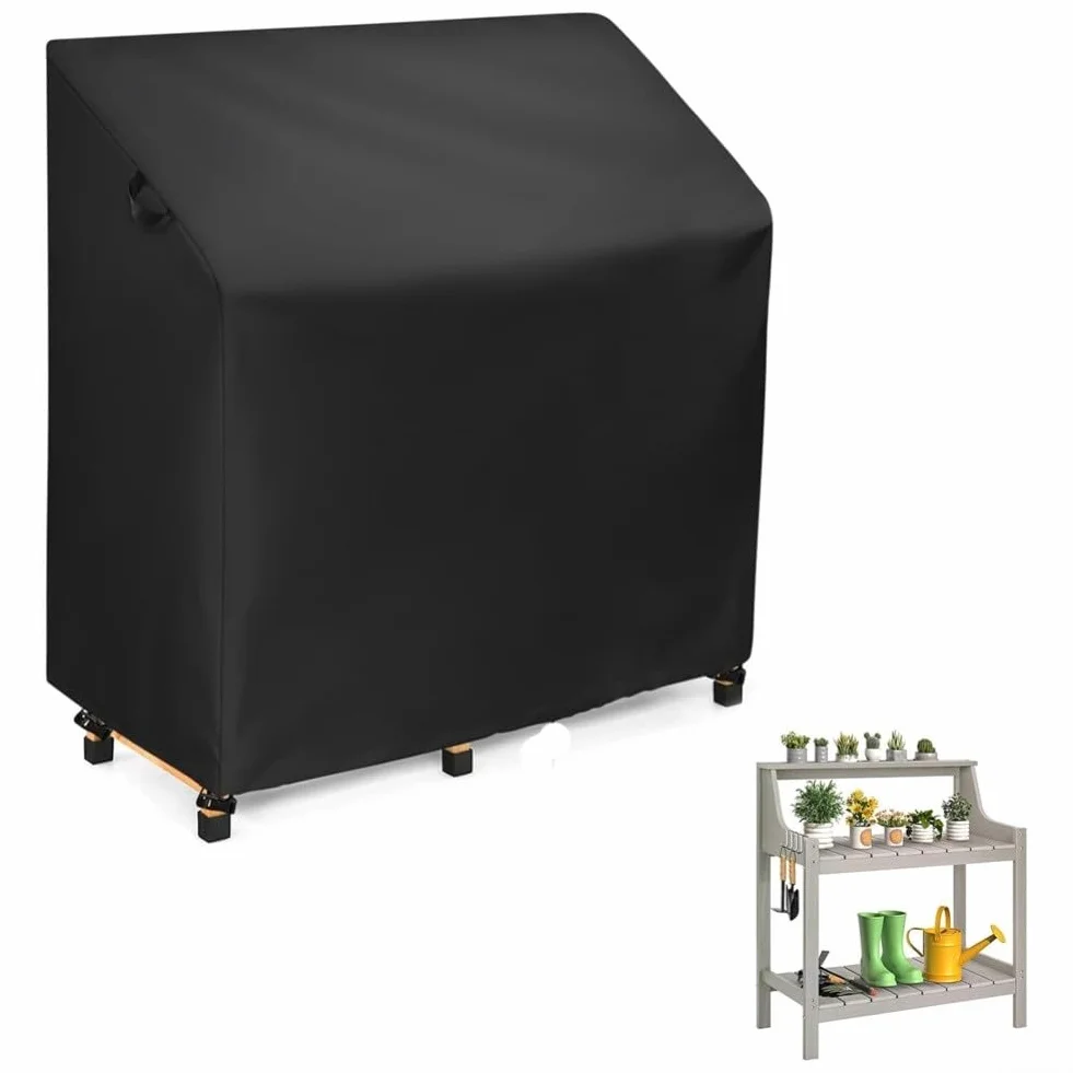 Housse de banc de rempotage 114x50x122 cm tissu Oxford coupe-vent noir