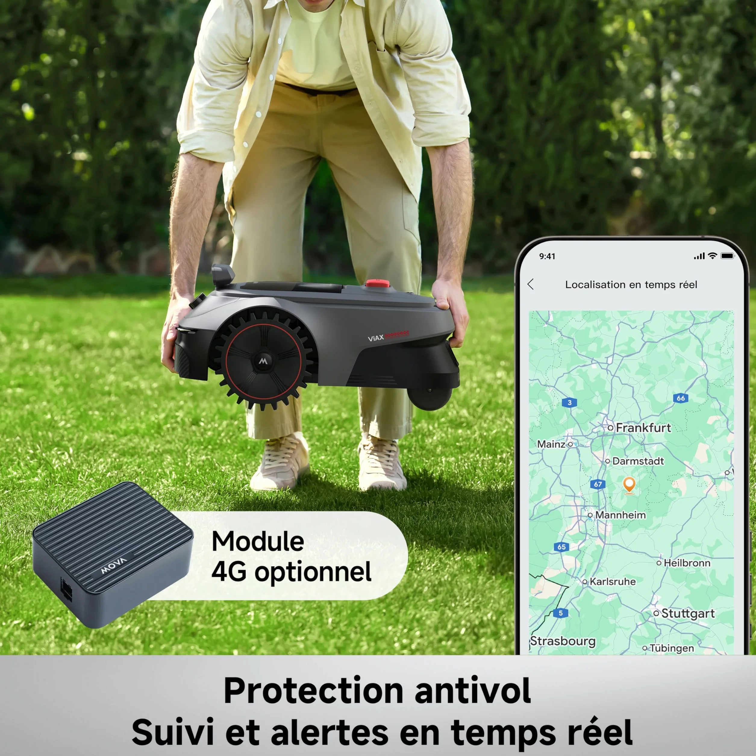 MOVA ViAX 500 Robot Tondeuse sans Fil 600 m² LiDAR 360° IA Double Vision