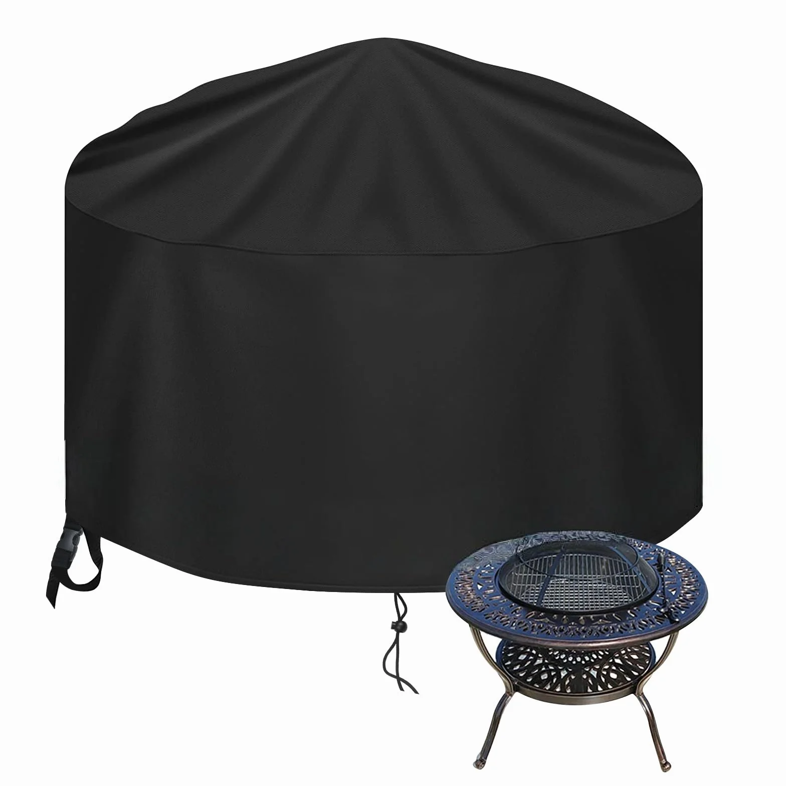 Housse de Protection pour Braséro Rond 90 x 60cm, 500D Oxford, Imperméable, Noir