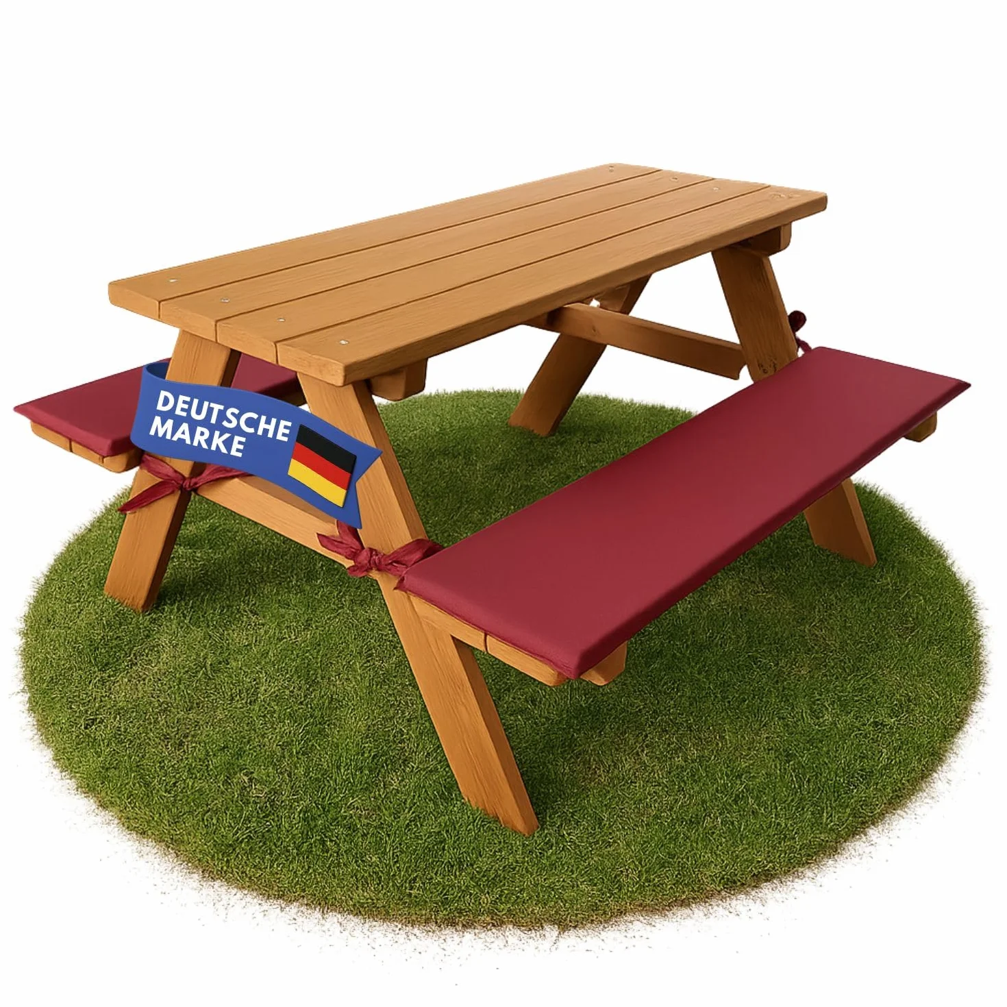 Coemo Salon de jardin stable pour enfant avec rembourrage Table de pique-nique en bois