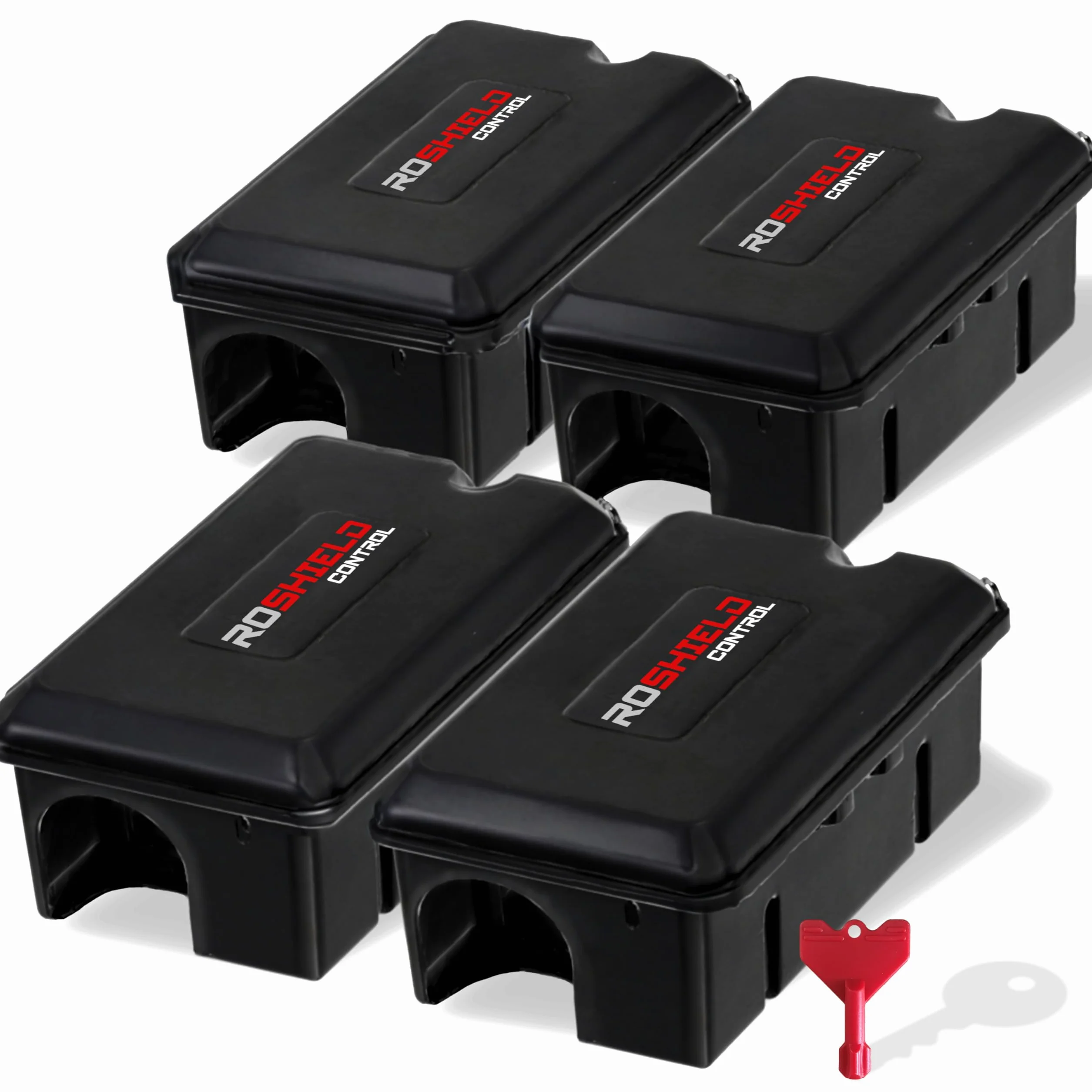 Roshield Lot de 4 Stations d’Appât Inviolables pour Rats et Souris Intérieur Extérieur