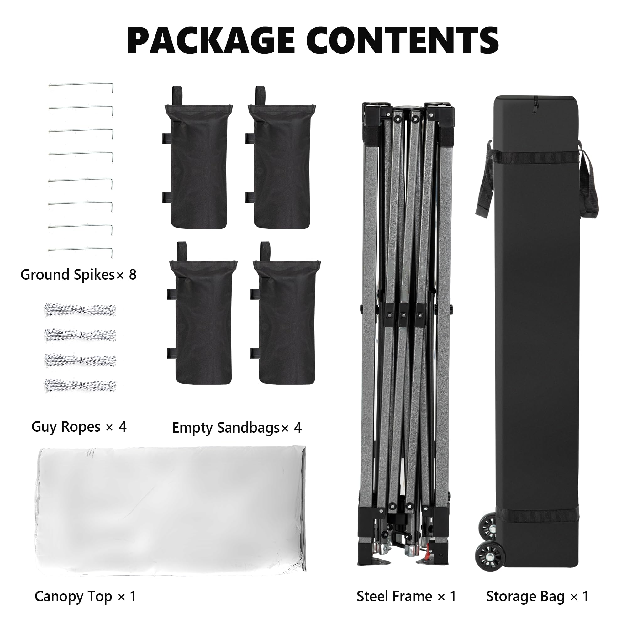 10x10ft Effortless Pop-Up Canopy with Rolling Bag