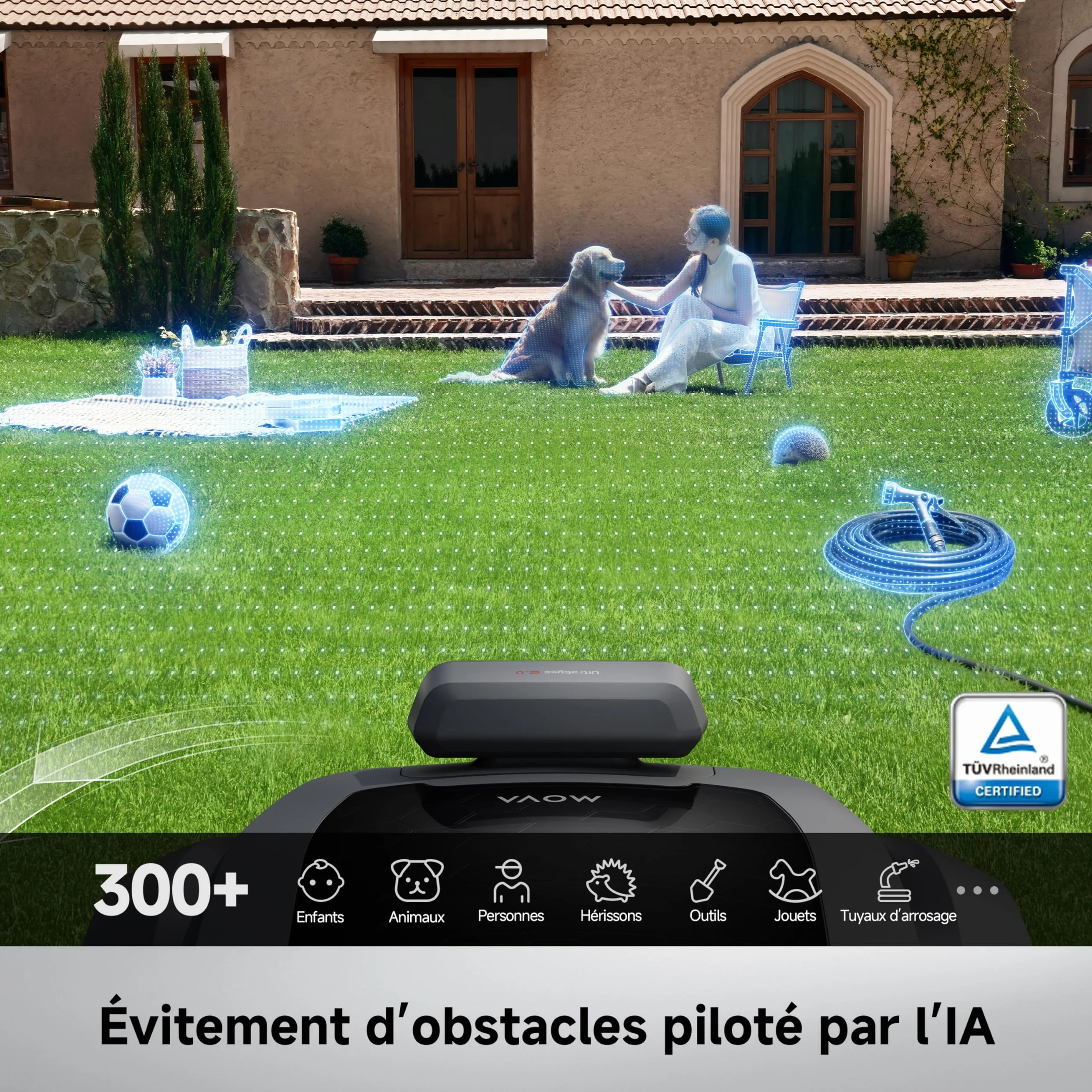 MOVA ViAX 500 Robot Tondeuse sans Fil 600 m² LiDAR 360° IA Double Vision