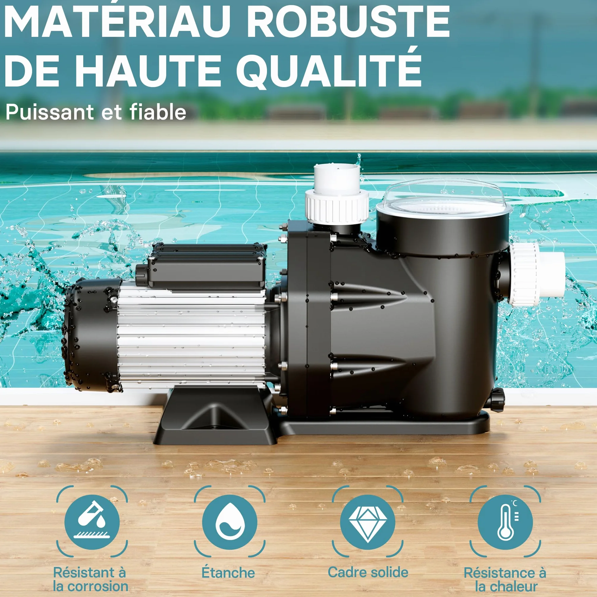 Pompe piscine 1500 W Débit 33600 l/h Filtration Circulation Eau Pool