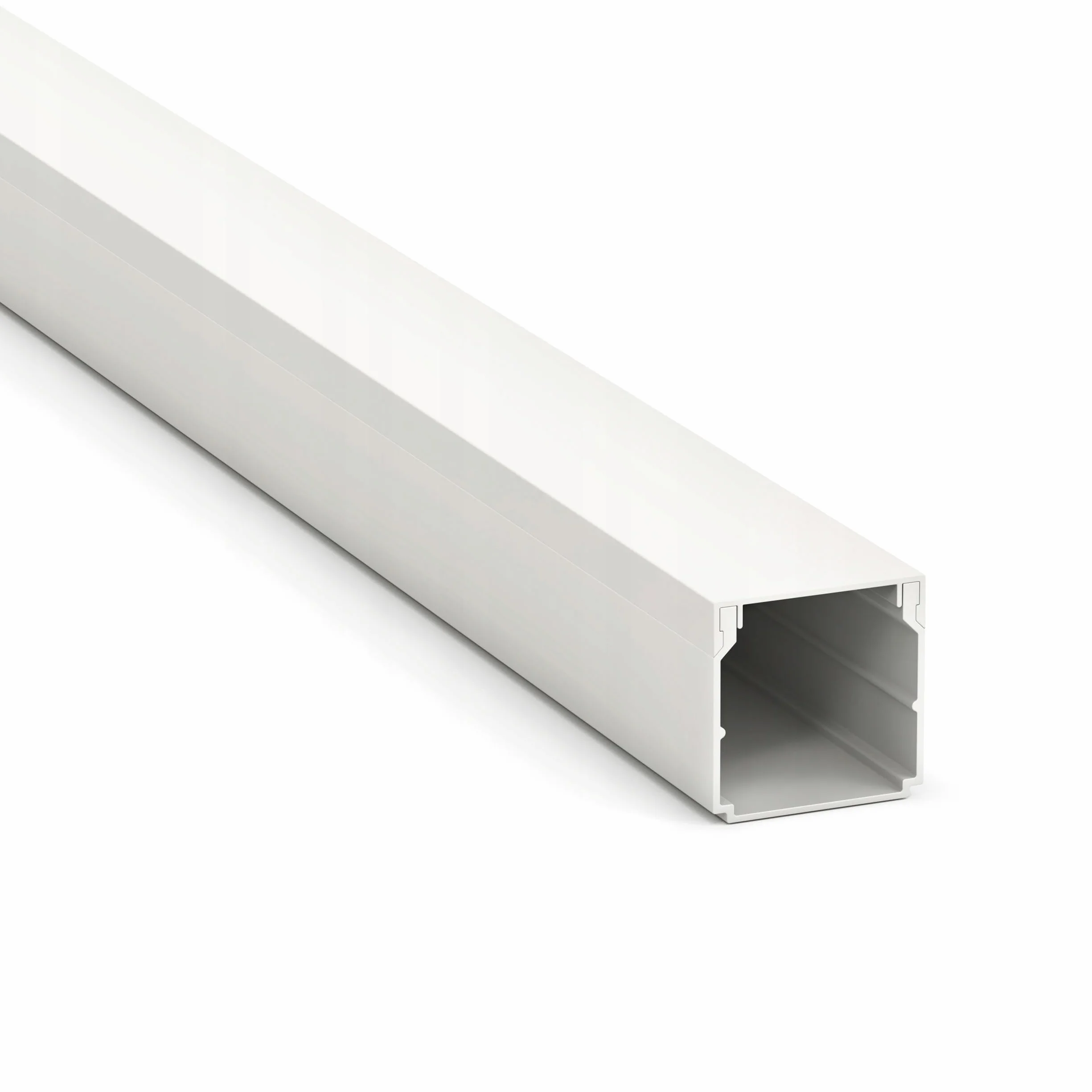 Goulotte Passe-câble en PVC 40 x 40 mm, 2 m de Longueur Totale, Canal d'installation électrique avec Couvercle, Blanc