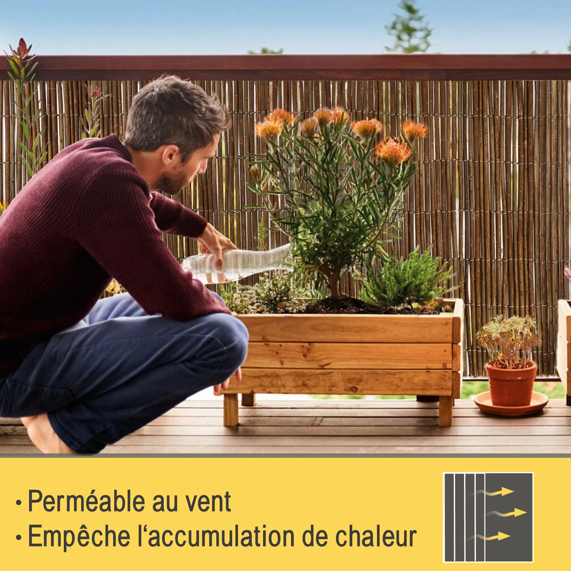Sol Royal Canisse en Osier Brise-Vue Balcon 500x160 cm Pare Soleil Terrasse Protection Vent Saule