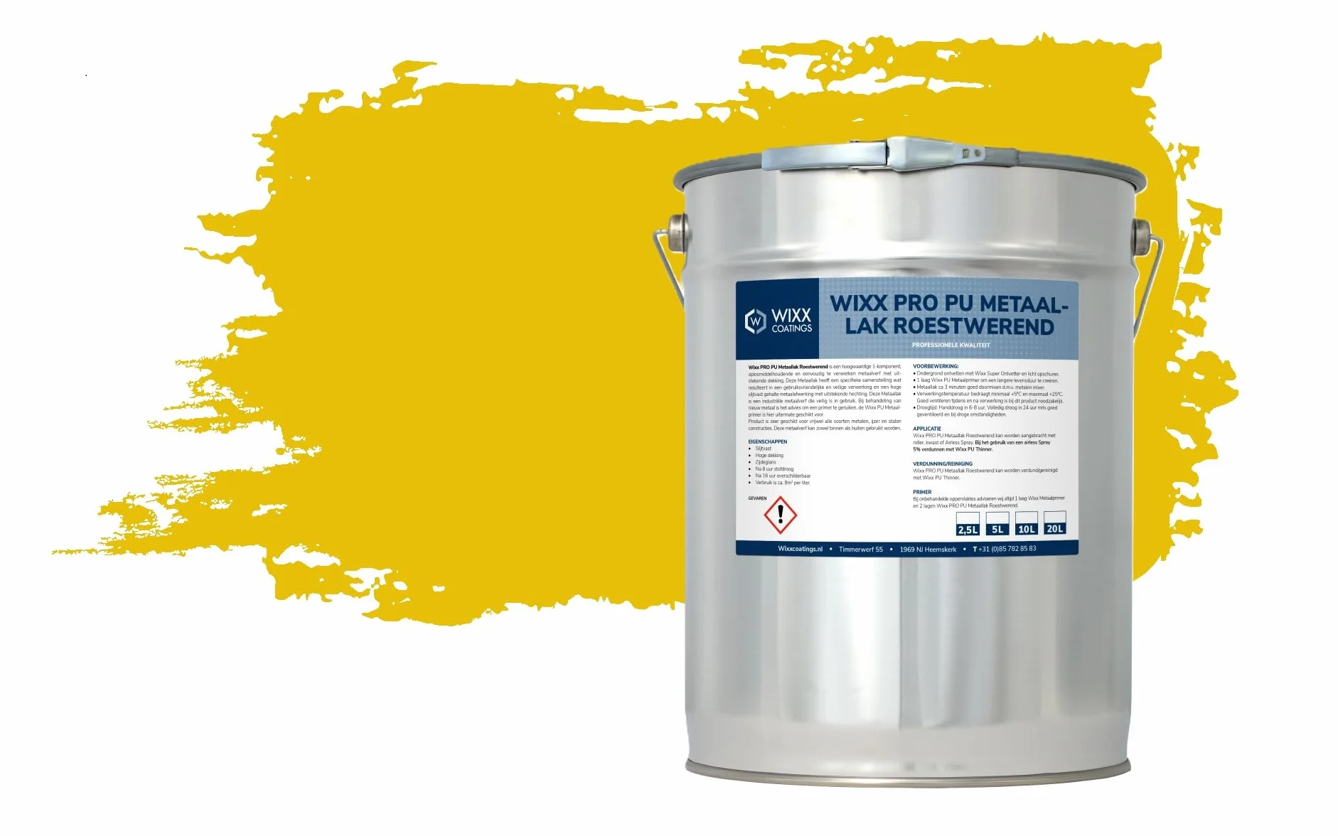 Wixx PRO PU Peinture Métal Antirouille - RAL 1023 | Jaune signalisation - 10L