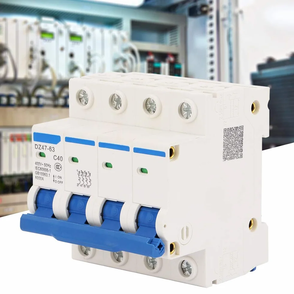 DZ47-63 Disjoncteur Miniature 4P 6KA 50Hz 40A 400V Courant Surcharge Court-Circuit Protection pour Lignes de Distribution d'Éclairage Résidentiel Système
