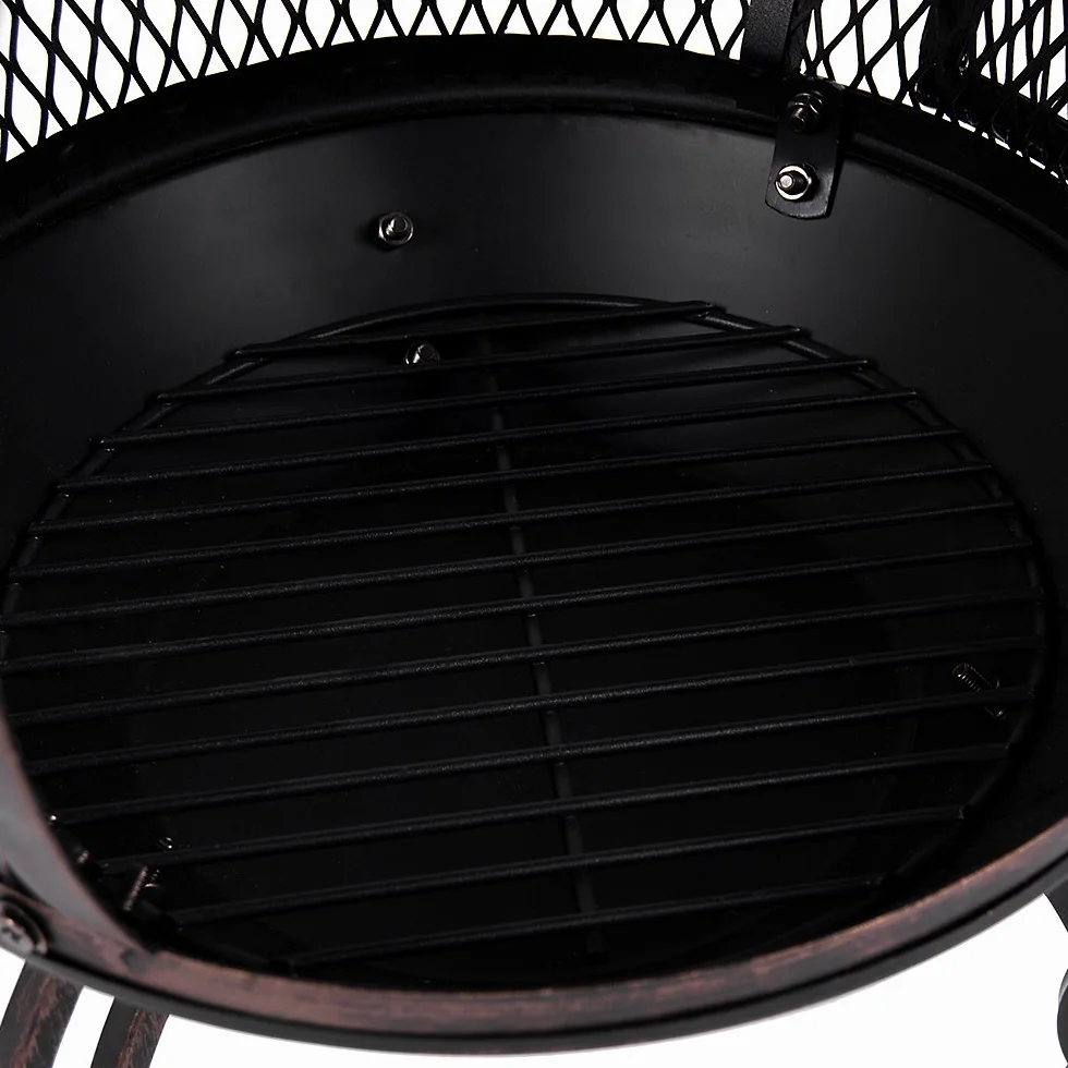 Cheminée d'extérieur en Acier pour Jardin Terrasse Noir Doré Antique