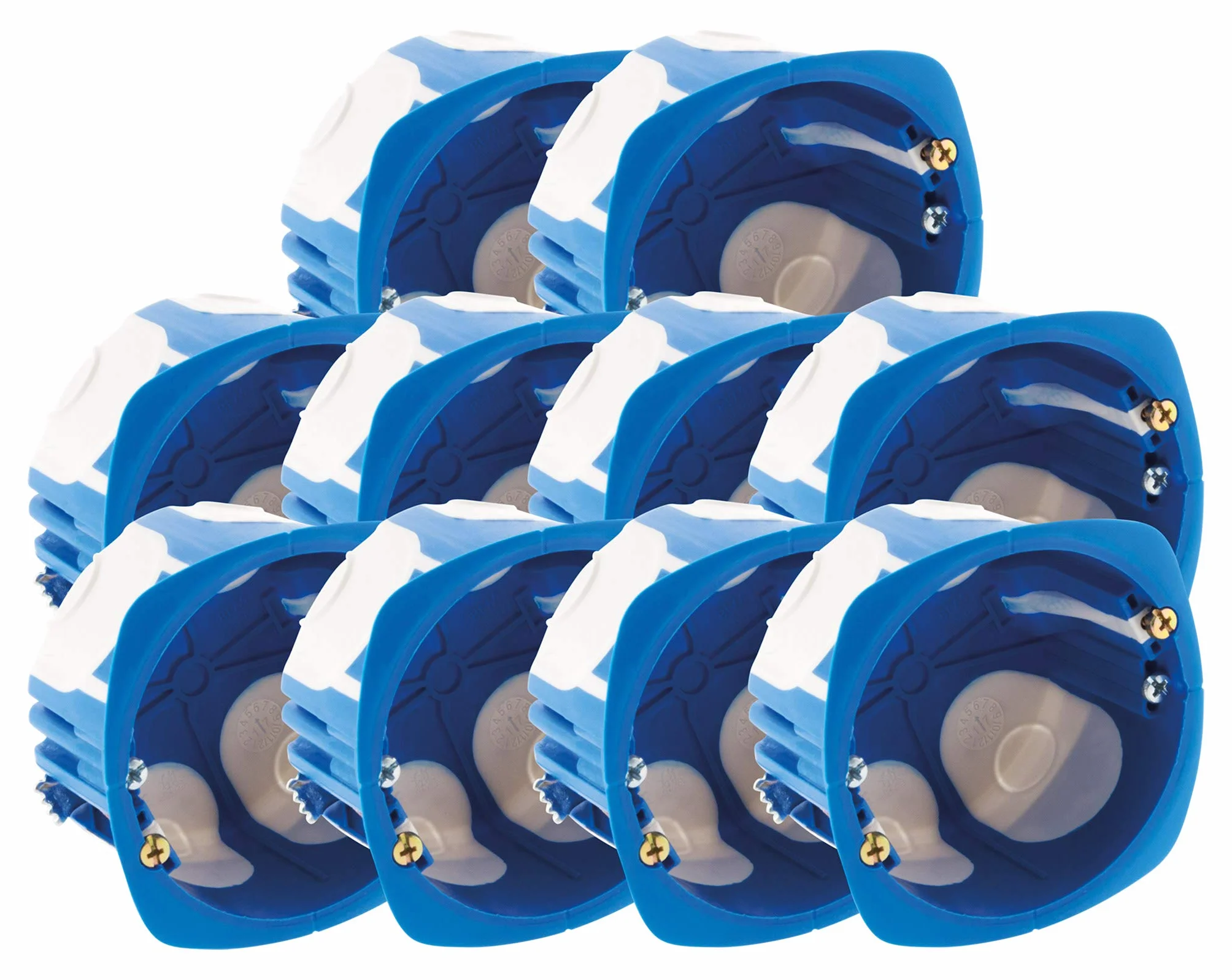 BLM - Lot de 10 Boîtes d'Encastrement No Air Multimat Ø67x40mm - Matériau Robuste et Léger - Conformes BBC/RT2012 - Sécurité Incendie Élevée - Bleu