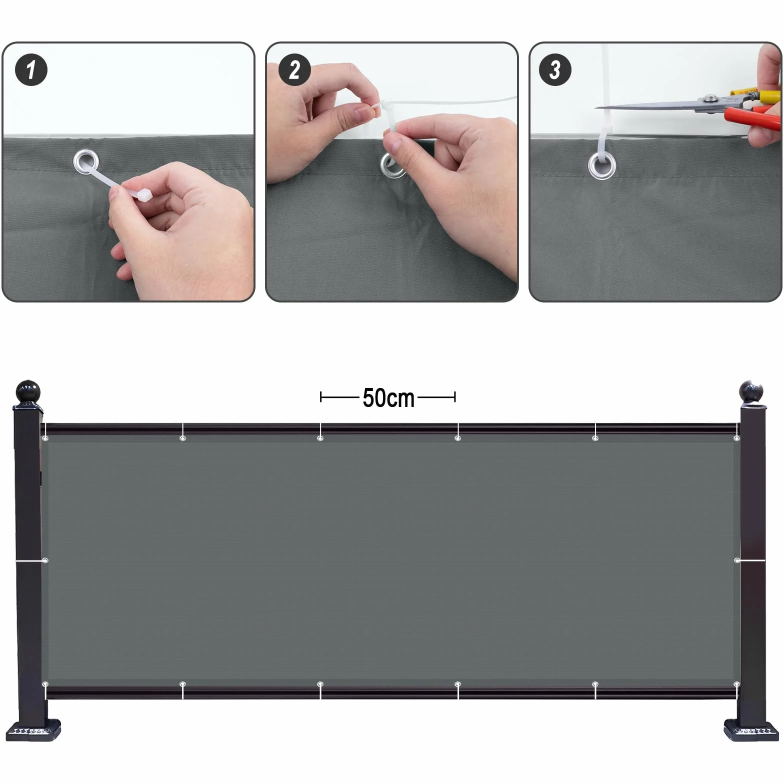 SUNNY GUARD Brise Vue Balcon 90x300cm Cache Vue Balcon, Protection UV, Coupe-Vent et Imperméable, Anthracite