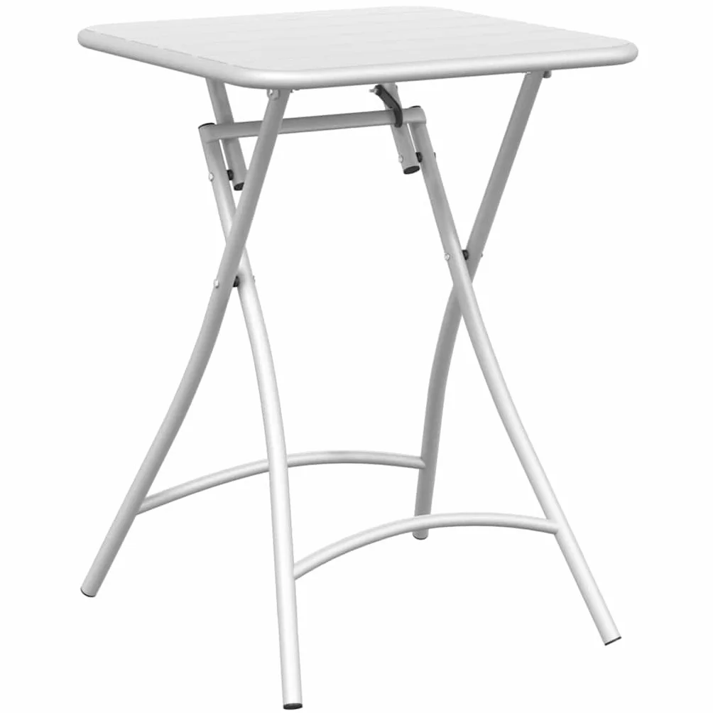 Table de bistrot pliante 55x55x72,5 cm acier revêtu par pulvérisation blanche