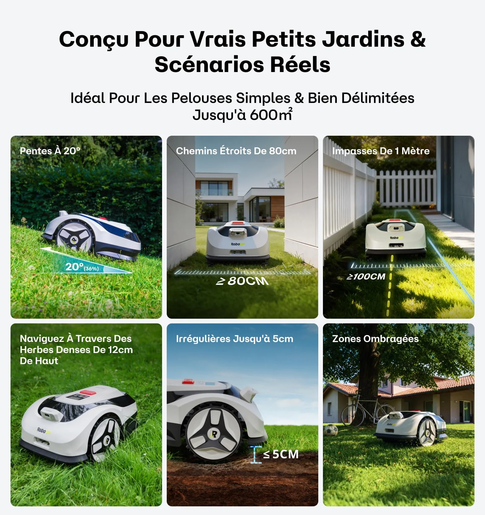 Raccoon 2 SE Robot Tondeuse Intelligent 600m² sans RTK, Tonte Parallèle, 5Ah Recharge Rapide 150min Autonomie