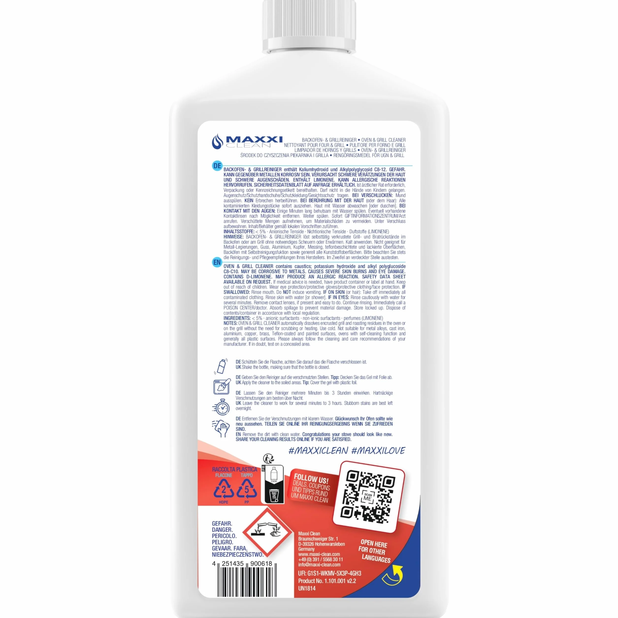 Maxxi Clean Kit nettoyage four grill 750 ml gel pinceau dégraissant extra puissant