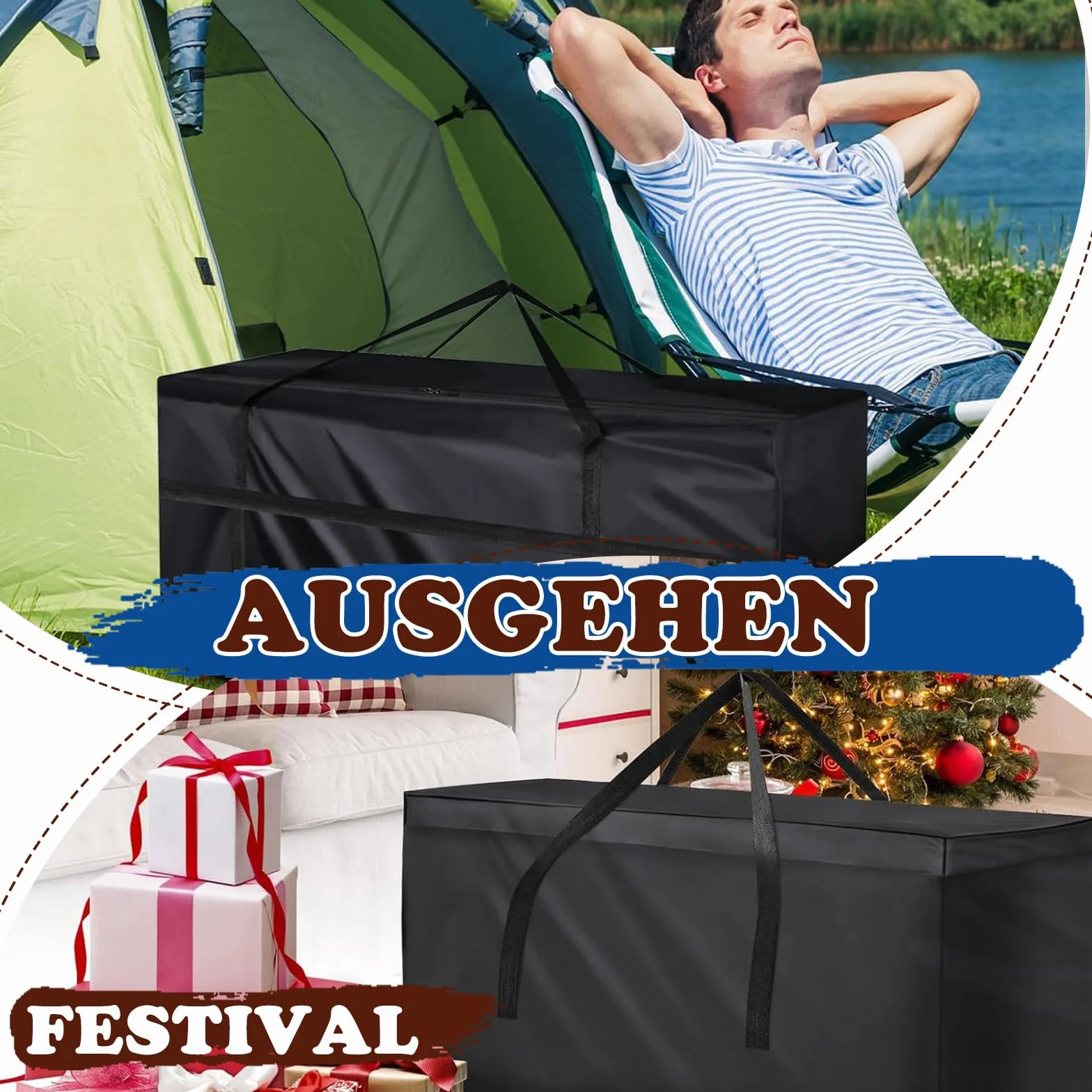Sac de Rangement Housse de Coussin Imperméable 173 x 76 x 51 cm pour Meubles de Jardin
