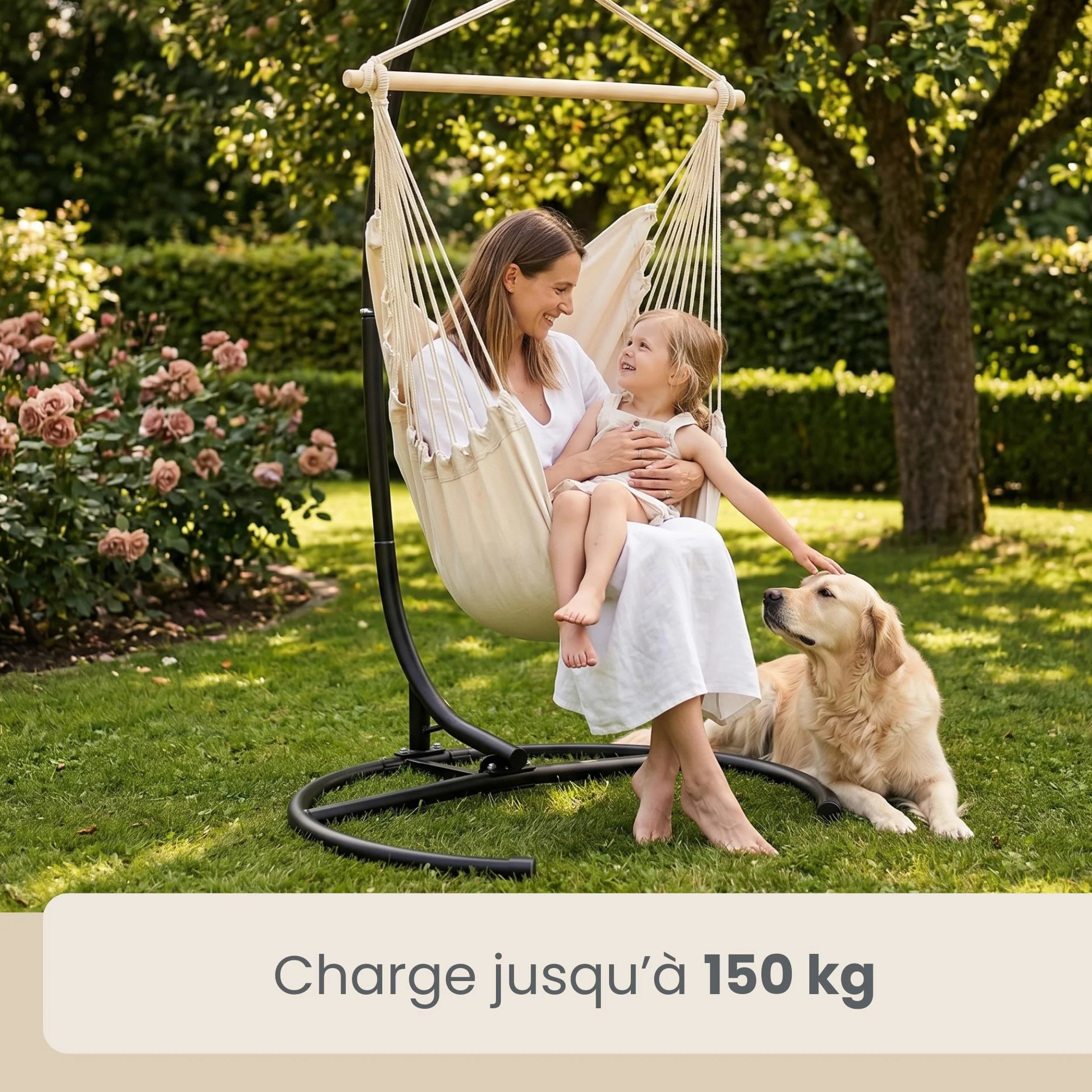 AMANKA Support Fauteuil Suspendu 210cm 150kg Cadre Jardin