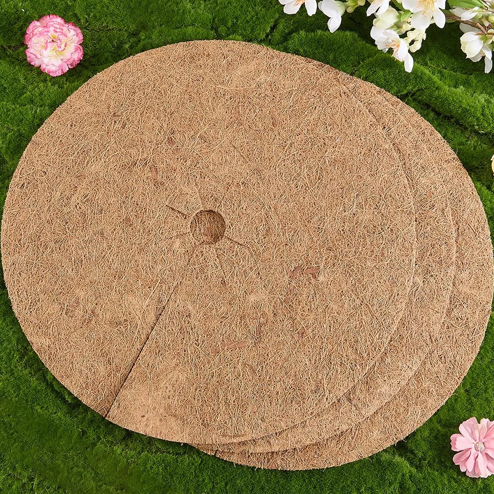 CREATCABIN 3Pcs Couvercle Pot Fleurs Tapis Paillis Fibre Coco 35cm Anneau Protection Plantes Barrière Anti Mauvaises Herbes