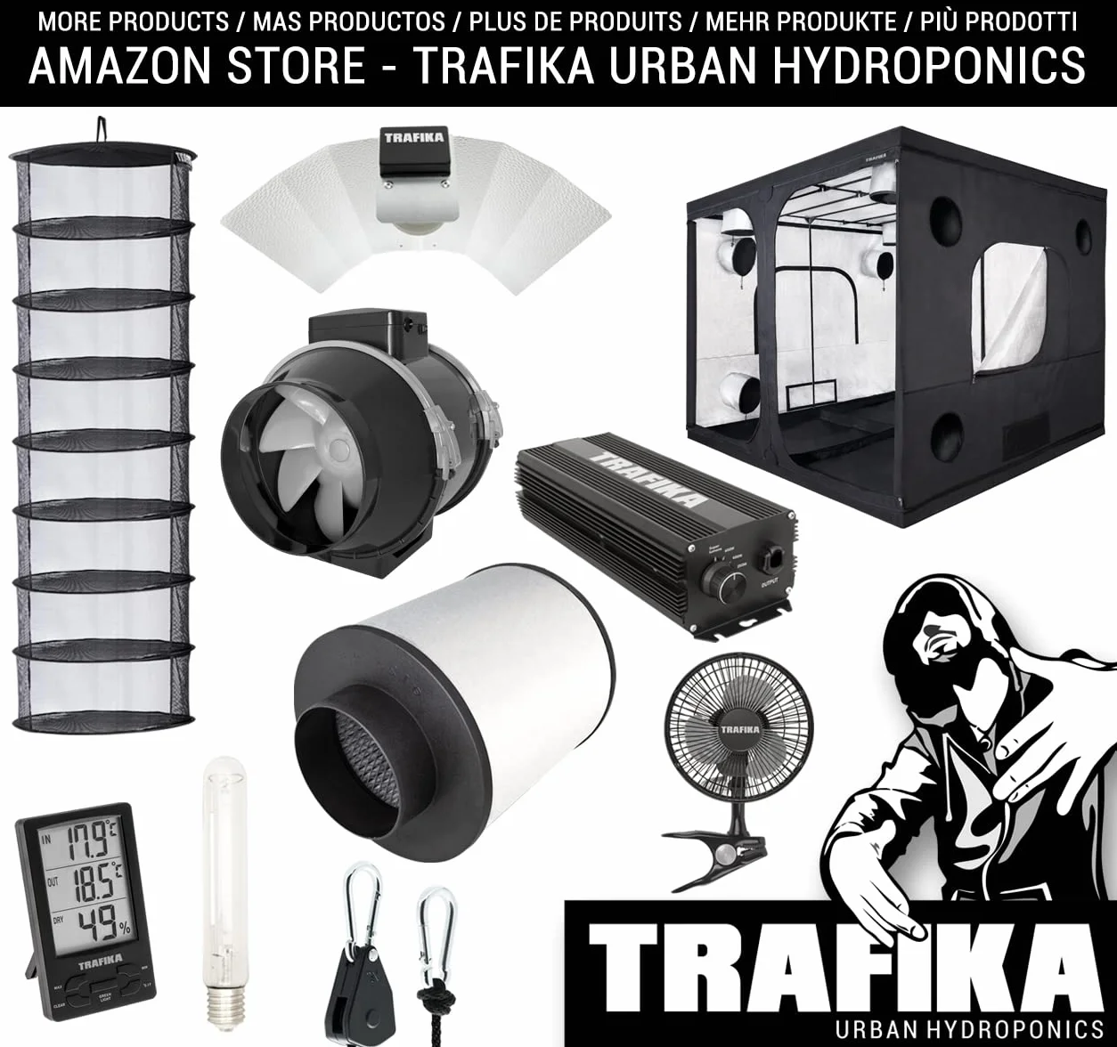 TRAFIKA Chambre de Culture 60x60x160cm Grow Tent Mylar Premium 97% Réflectivité