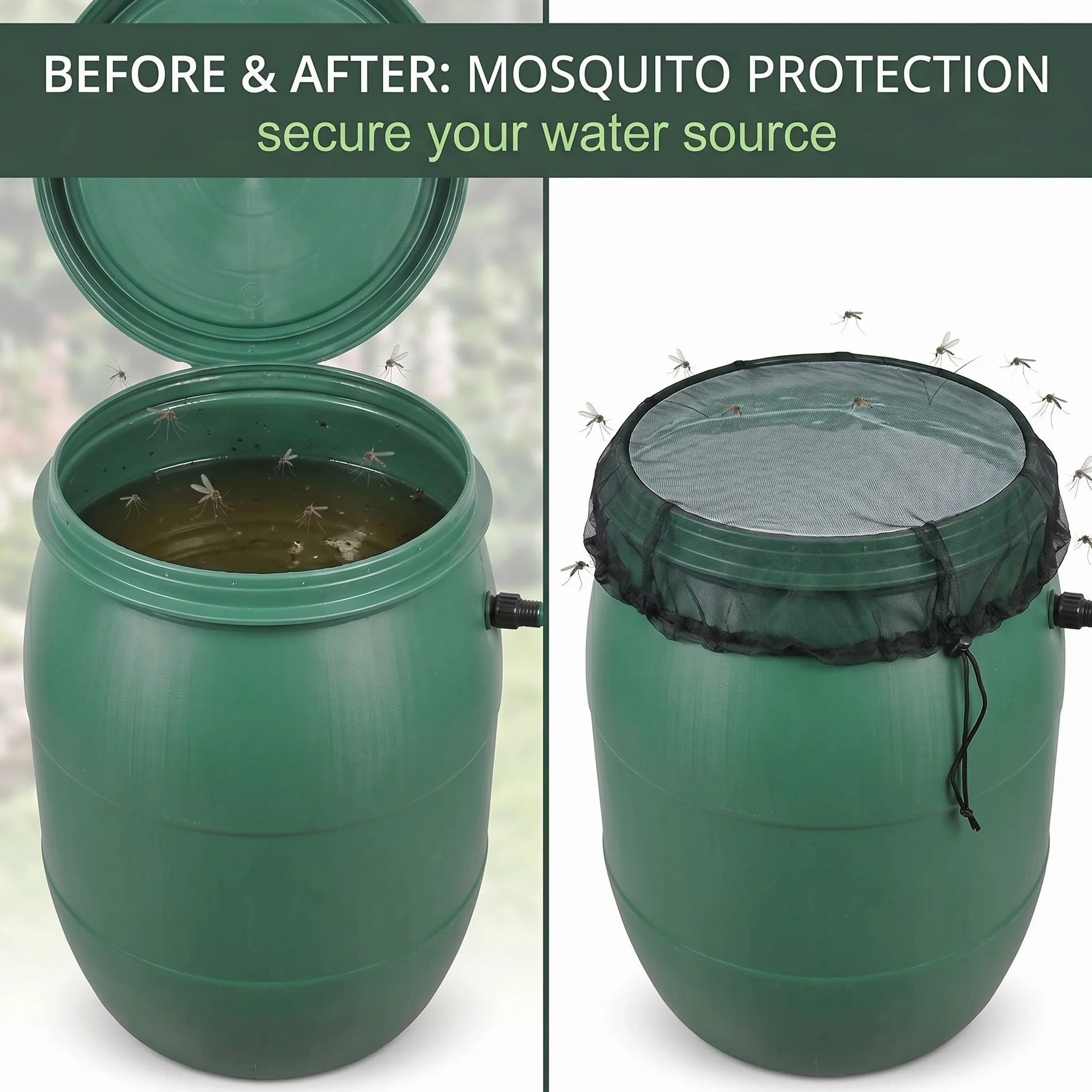 Filet Anti-Moustique pour Citerne de Pluie 60cm Protection Recuperateur Eau de Pluie