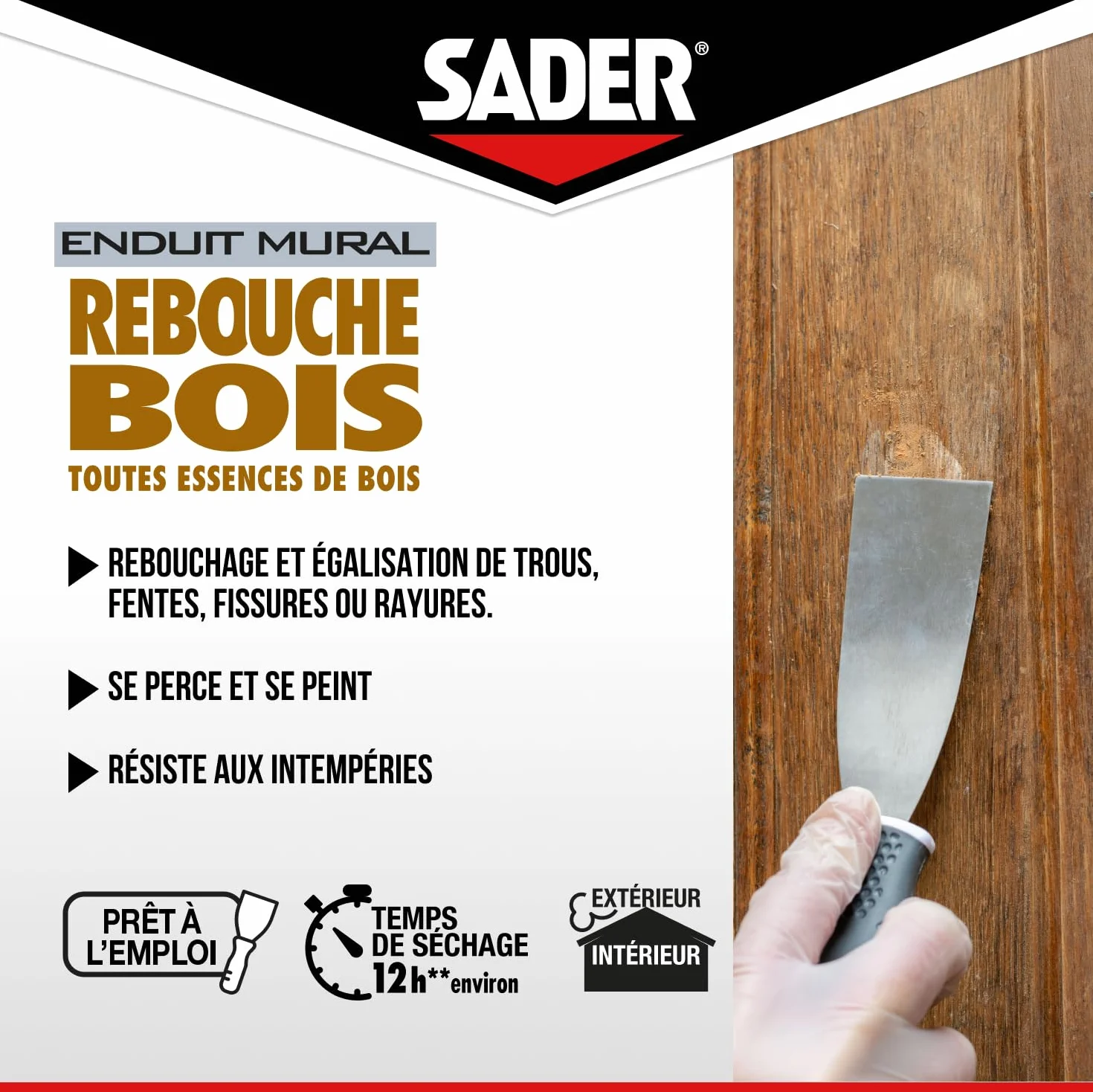 SADER - Sader Enduit de rebouchage bois - Conditionnement 330GR