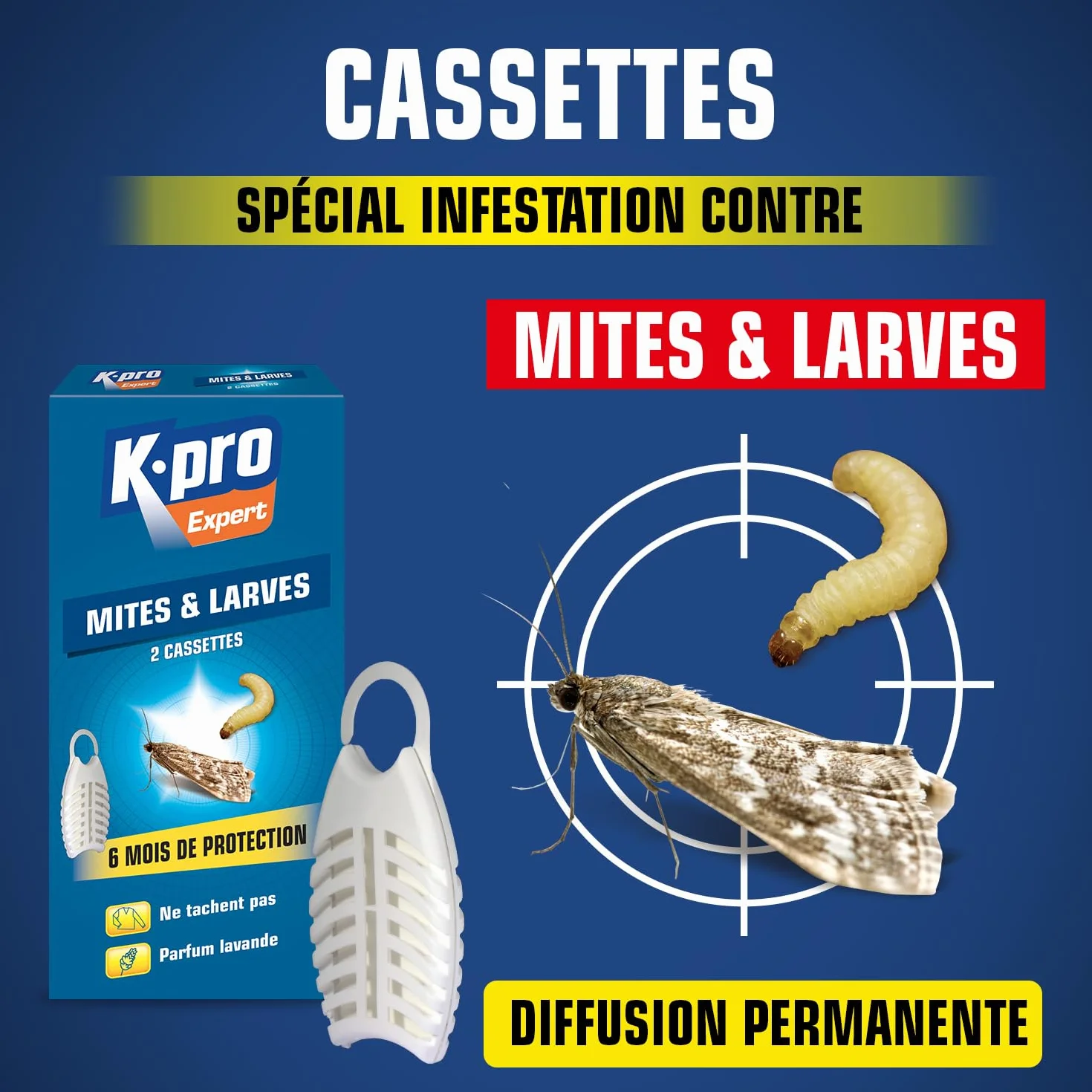 Cassettes Antimites & Larves Action Immédiate 6 Mois Lot de 2 K.PRO