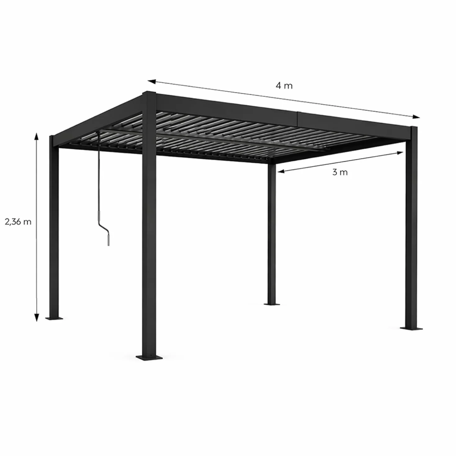 Pergola Bioclimatique CORFU Noir 4x3 m Aluminium Lames Orientables