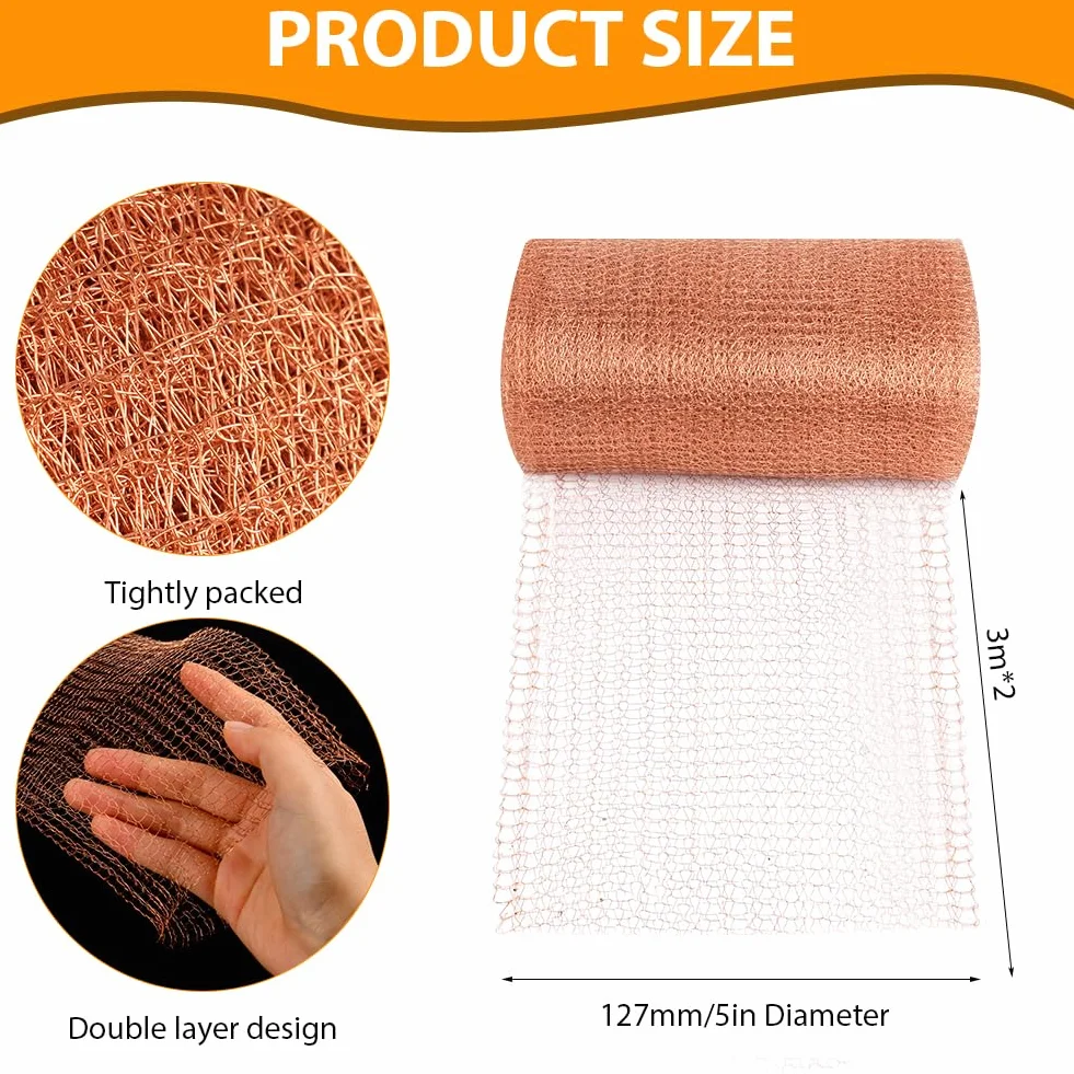 Grillage Anti Rongeur en Cuivre 3Mx12.7CM OFFCUP 2pcs Protection Jardin