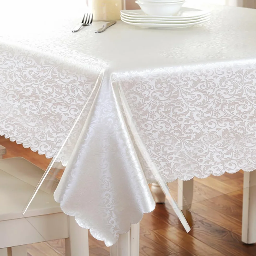 Nappe en PVC Transparente Rectangulaire 0.13 mm Imperméable Protection de Table Anti-Graisse 140 x 260 cm