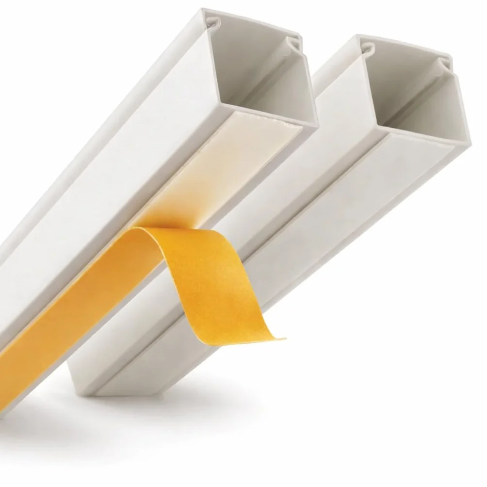 Goulotte autocollante en PVC de 10 m, blanche, flexible et adaptable, élégante pour une pose propre des câbles pour la maison et le bureau, 10 m, 25 x 16 mm, 10 x 1 m