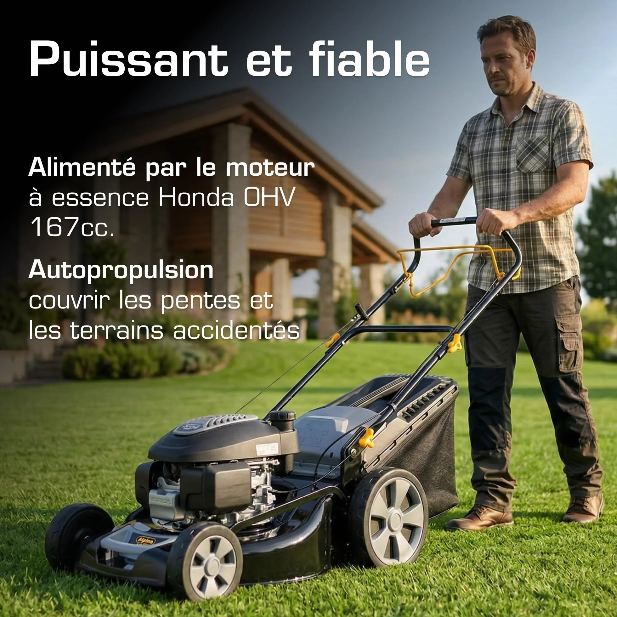 Tondeuse Thermique Alpina AL5 51 SHQ 166 cm³ 51 cm 4 en 1 Bac 60 L 1800 m²