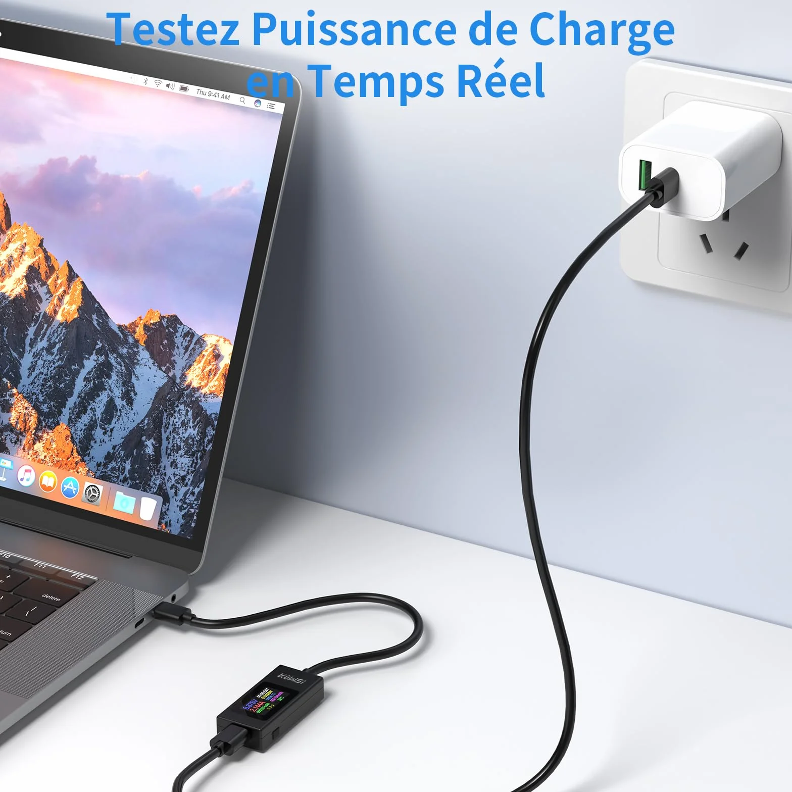 Testeur USB C Meter de Tension, 4-30V 0-6.5A, Type C Tester Electrique Compteur de Courant Multimètre Numérique Voltmètre Ampèremètre Capacité Alimentation Chargeur Détecteur