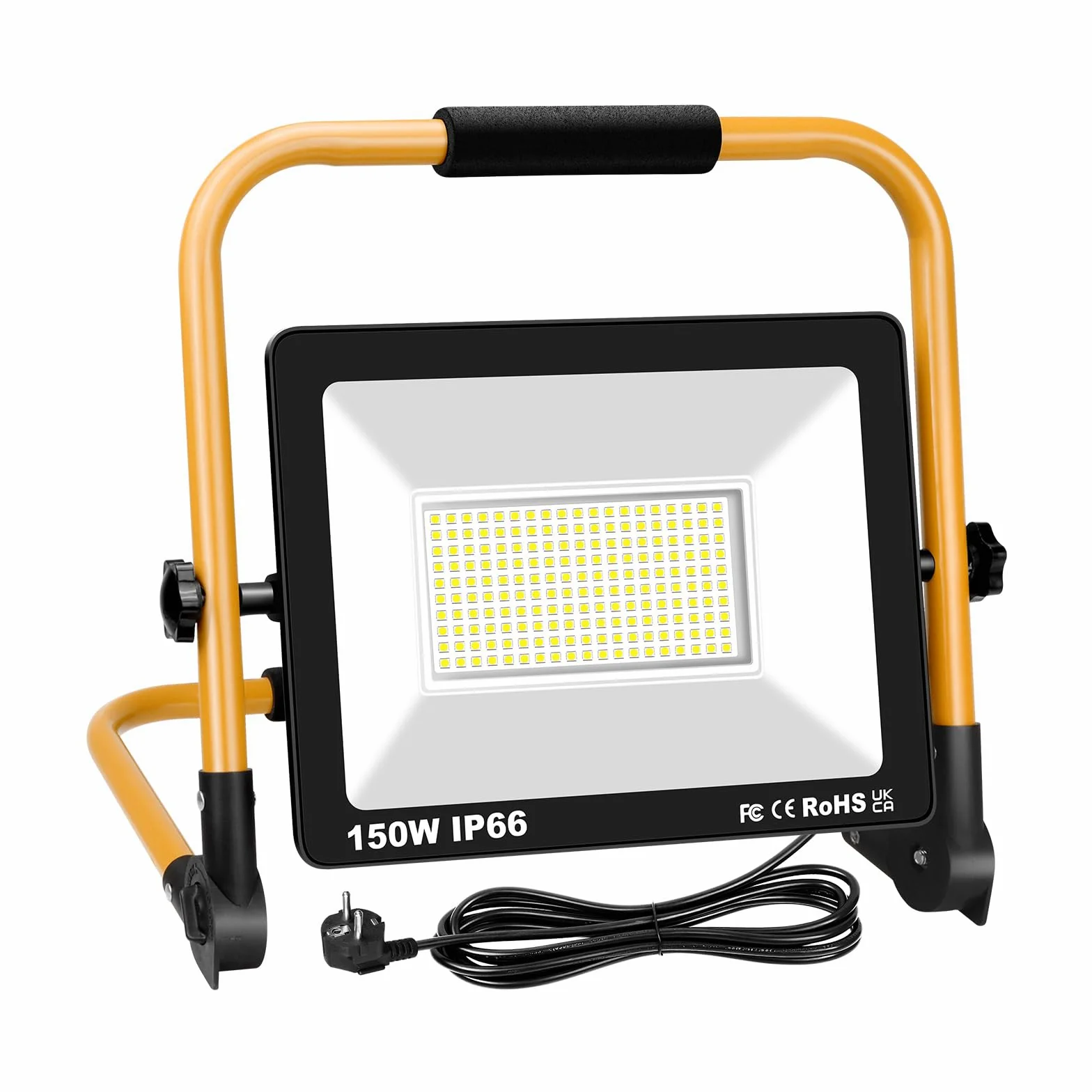 RIGIDON 150W Projecteur Chantier LED, 15000LM Éclairage de Chantier | 6000K Blanc, IP66 Etanche, Portable Phare de Travail Led, Prise Câble de 3 mètres pour Travaux Atelier Garage Terrasse Jardin