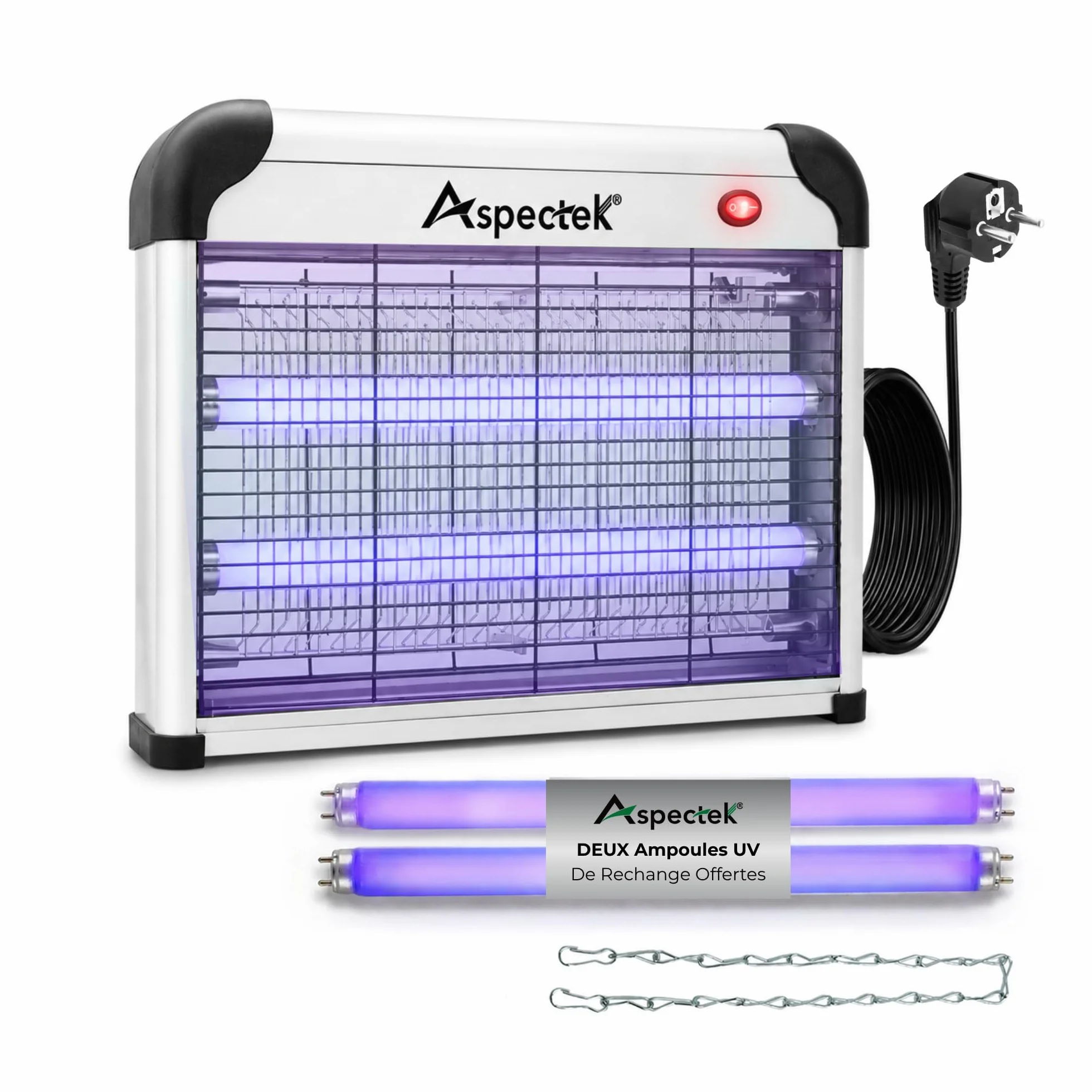 ASPECTEK Piège à Insectes Électrique 20W UV 2800V Tue-Moustiques Mouches Moucherons