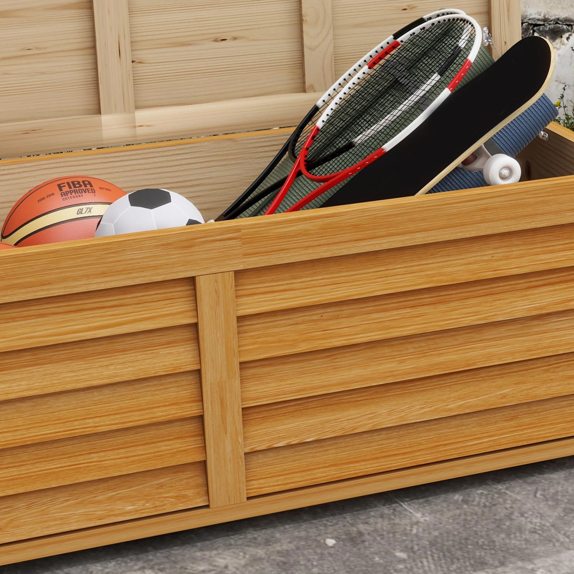 Outsunny Coffre de Rangement extérieur Jardin en Bois 176L 130x50x45 cm