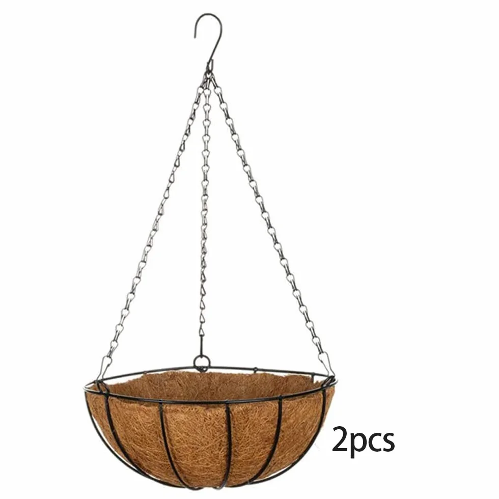 Lot de 2 jardinières suspendues en métal, panier pour plantes à suspendre, noix de coco