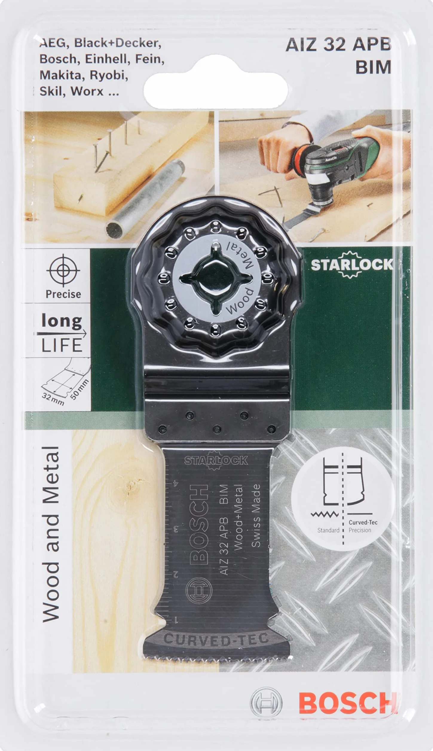 Bosch Accessories 1x Lame Plongeante Starlock BIM AIZ 32 APB Wood and Metal (pour Bois, Metal, Panneaux Stratifiés, Tôles, 50 x 32 mm, Accessoires pour Outils Multi-Fonctions)
