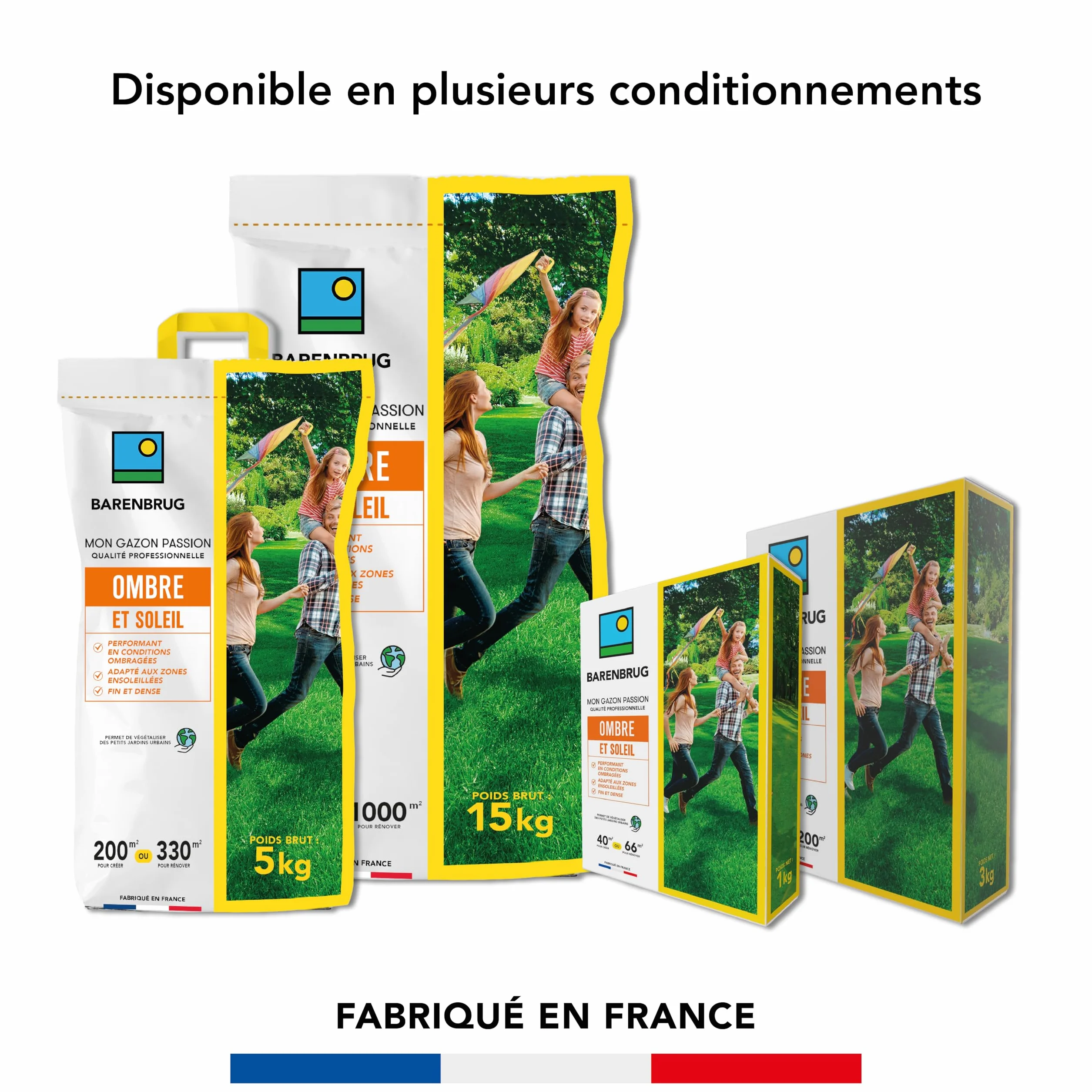 Barenbrug Gazon Ombre et Soleil 3KG Performant Conditions Ombragées Adapté Zones Ensoleillées Fin Dense