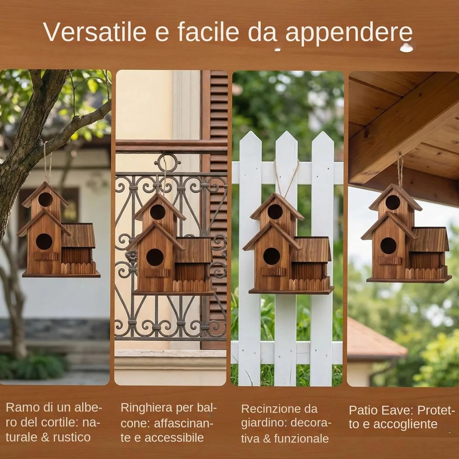 Eichhörnchen-Futterstation Drei-Kammer-Design Holz Futterhaus Streifenhörnchen Feeder mit Flexiblem Dach Wetterfestes Natur-Echtholz Haus