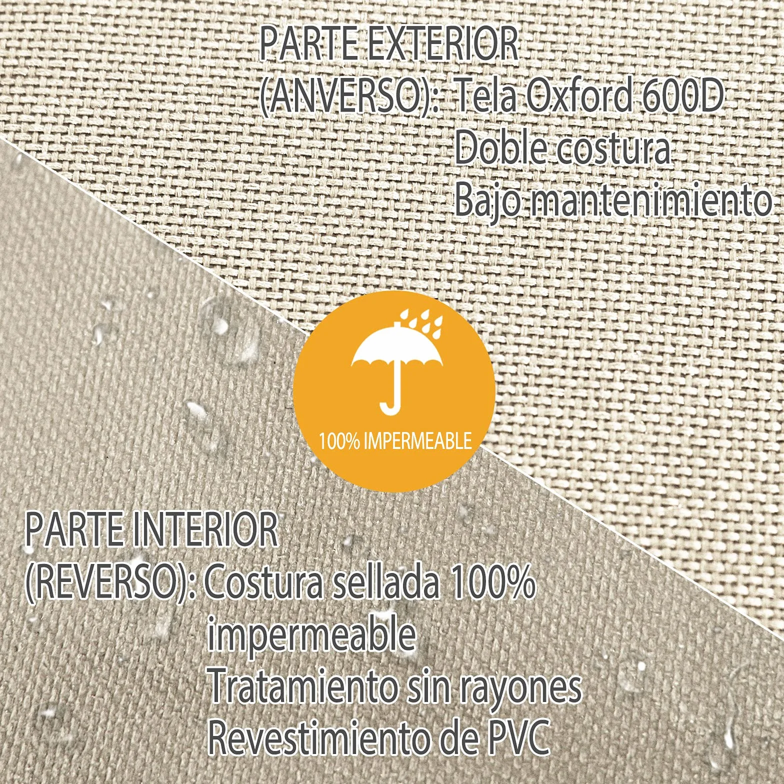 Outsunny Housse de Protection imperméable pour Banc 3 Places 218 x 111 x 63/101 cm Beige/Café