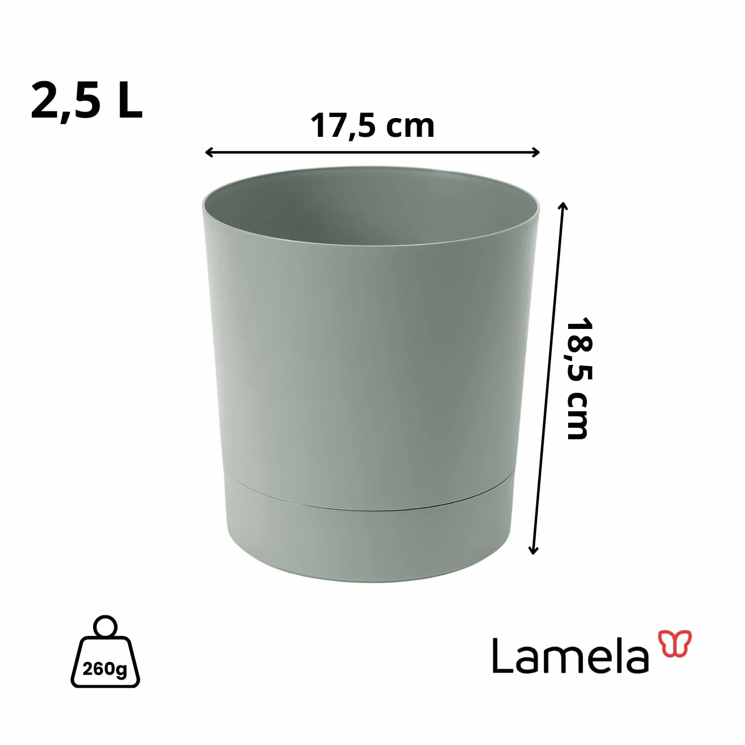 LAMELA Bac À Plantes avec Soucoupe Intégrée 17,5 cm 2,5L Pot De Fleur Vert Résistant Aux Intempéries